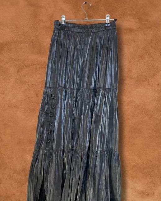 Vintage 80s Silver Tiered Skirt