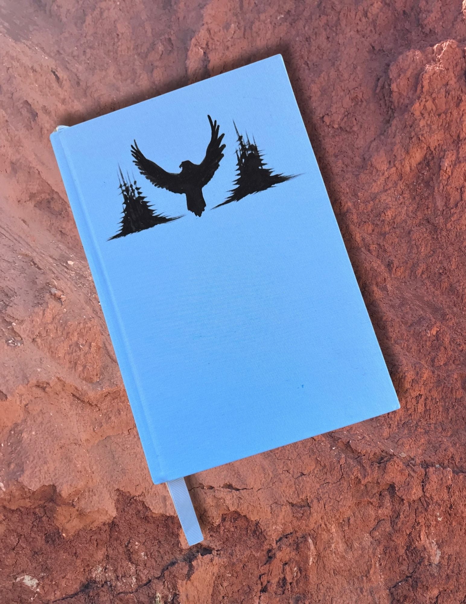 Hand Painted Eagle Essential Linen Journal by Diné Artist Emily Jacket- SKY