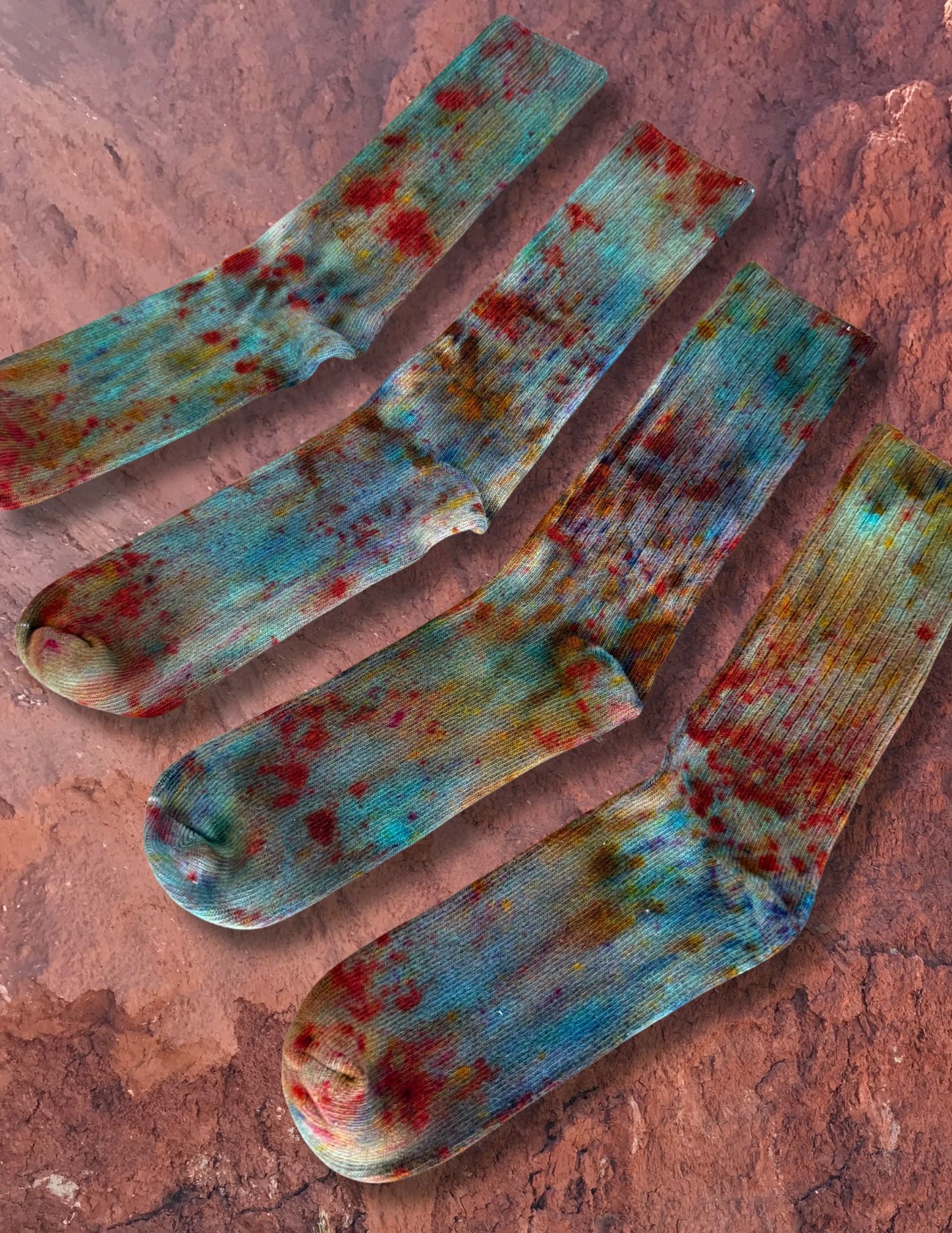 Limited Edition Hand Dyed Softest Socks- Turquoise Earth