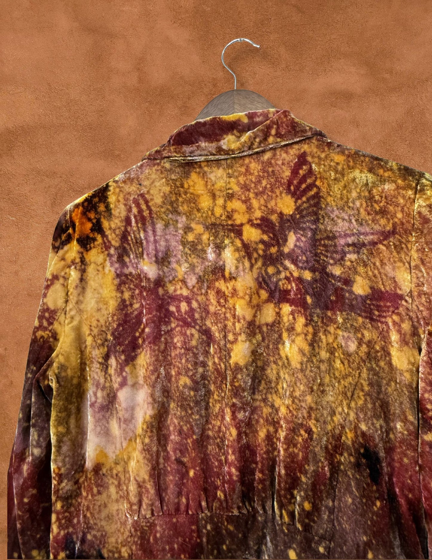 Upcycled Vintage Velvet Jacket - 40 x 22 Hummingbirds
