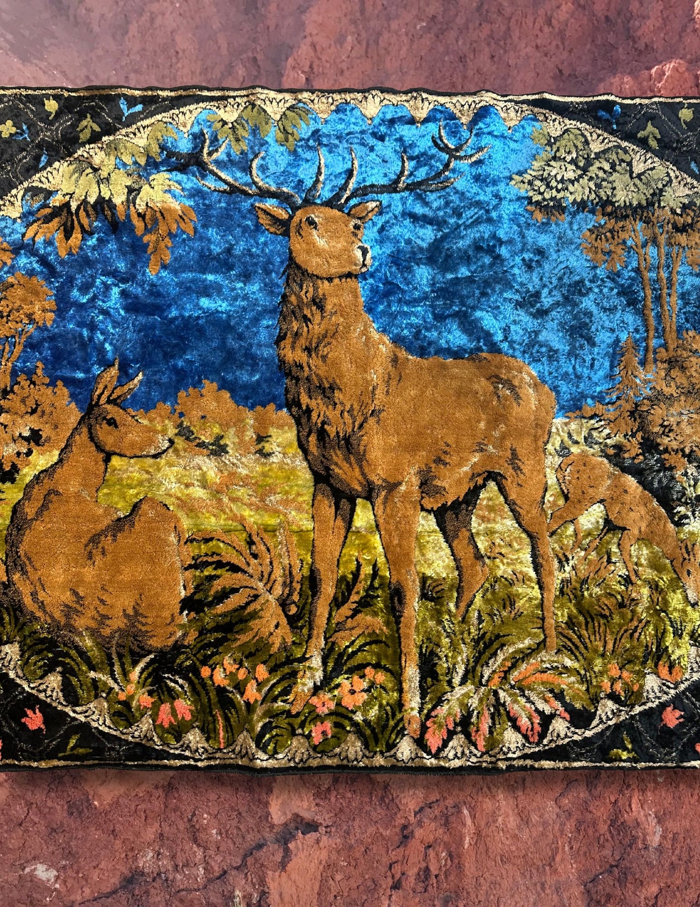 Vintage Deer Tapestry Rug