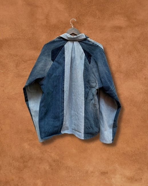 Upcycled Vintage Patchwork Denim Jacket 52" x 28" by Alex Vigil