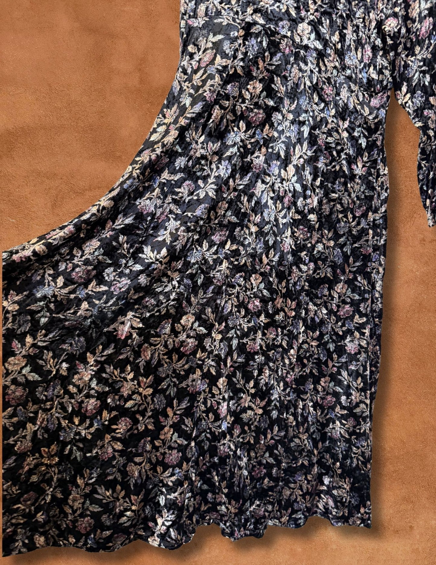 Vintage 90s Velvet Floral Dress