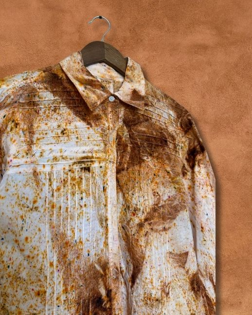 Upcycled Vintage Cotton Eyelet Trim Shirt