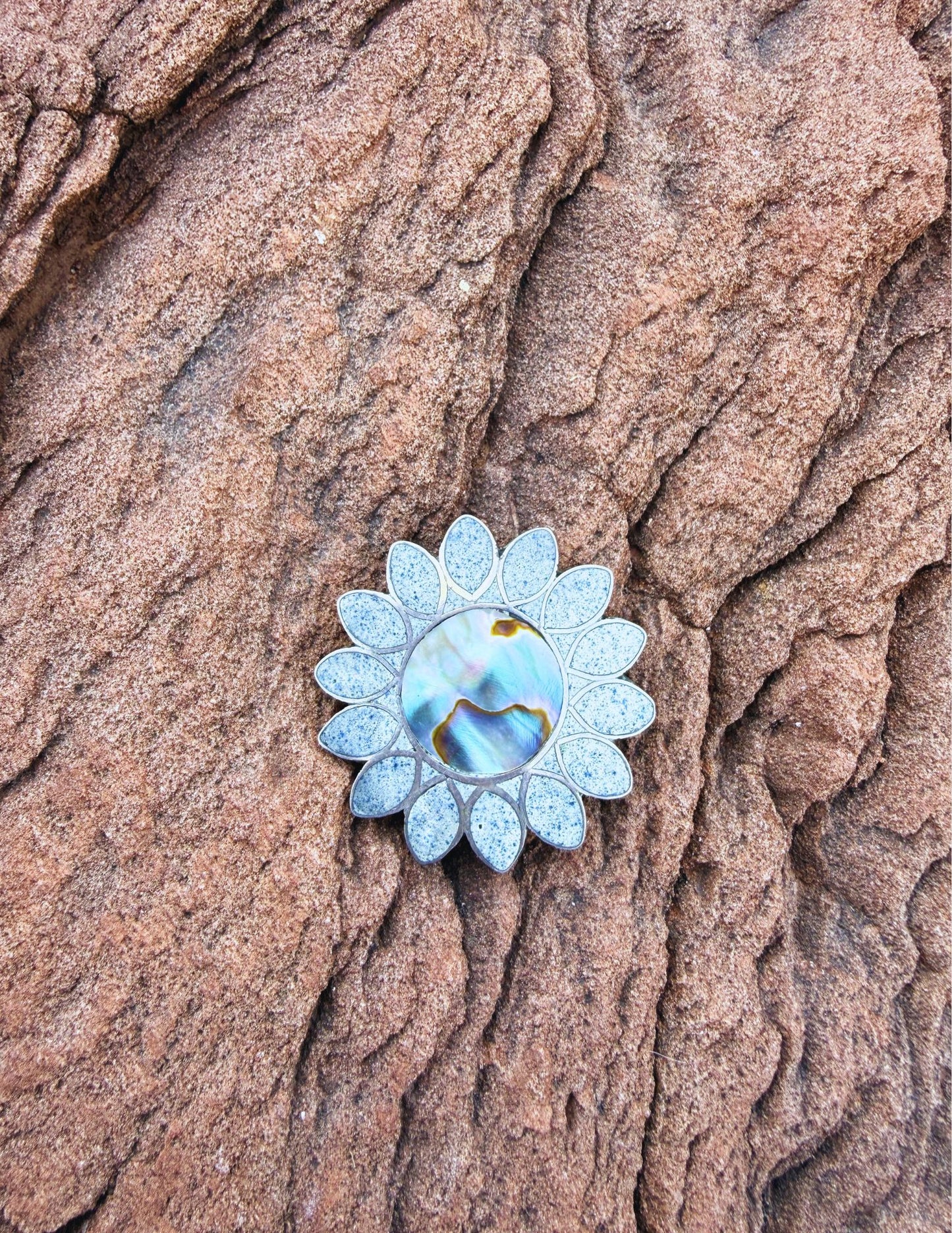 🤎 Vintage Sterling Silver Sun & Flower Pin