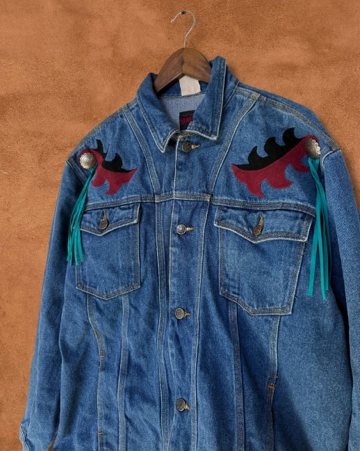 Vintage 80s Applique Denim Jacket