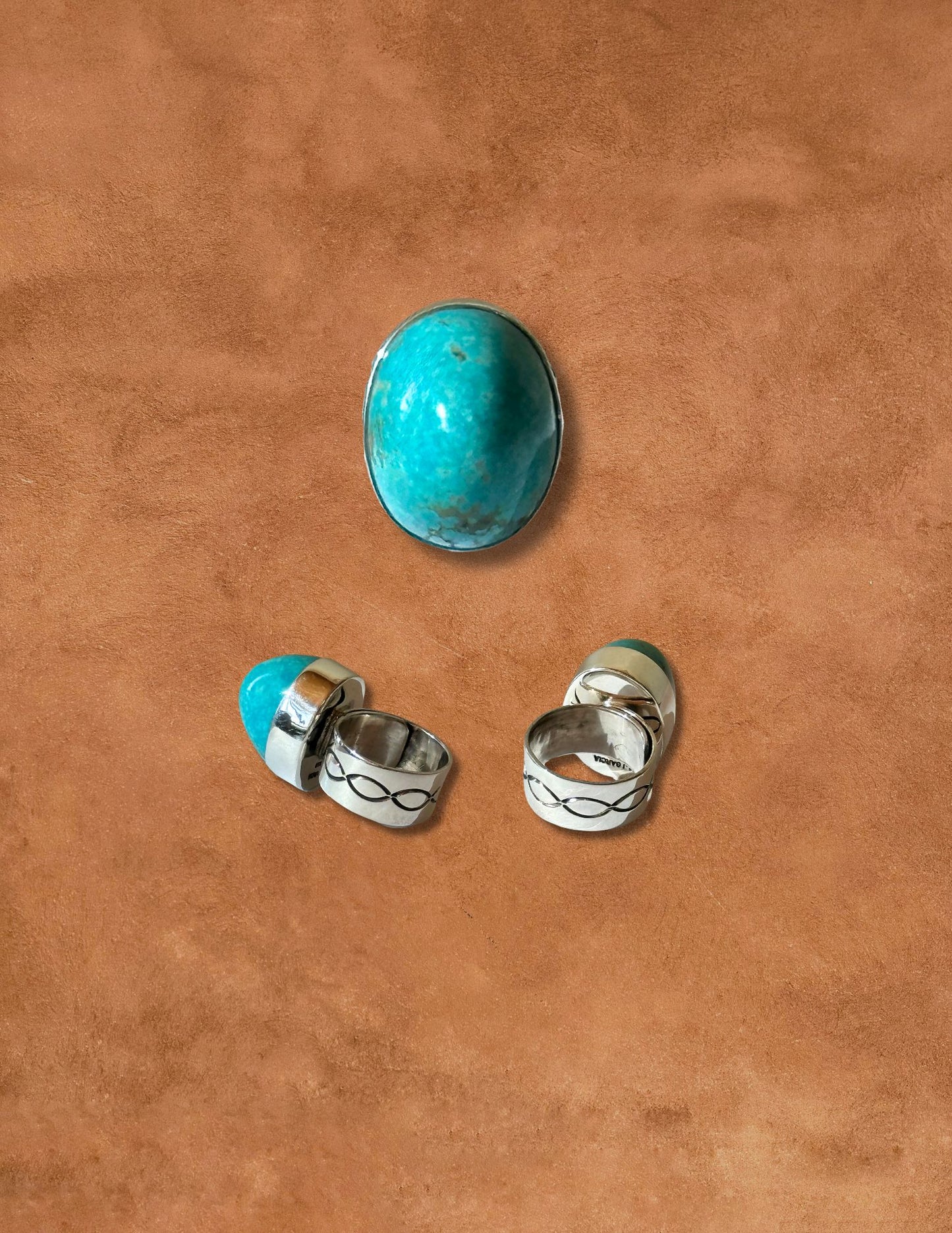 Navajo Made Turquoise Large Nugget Rings