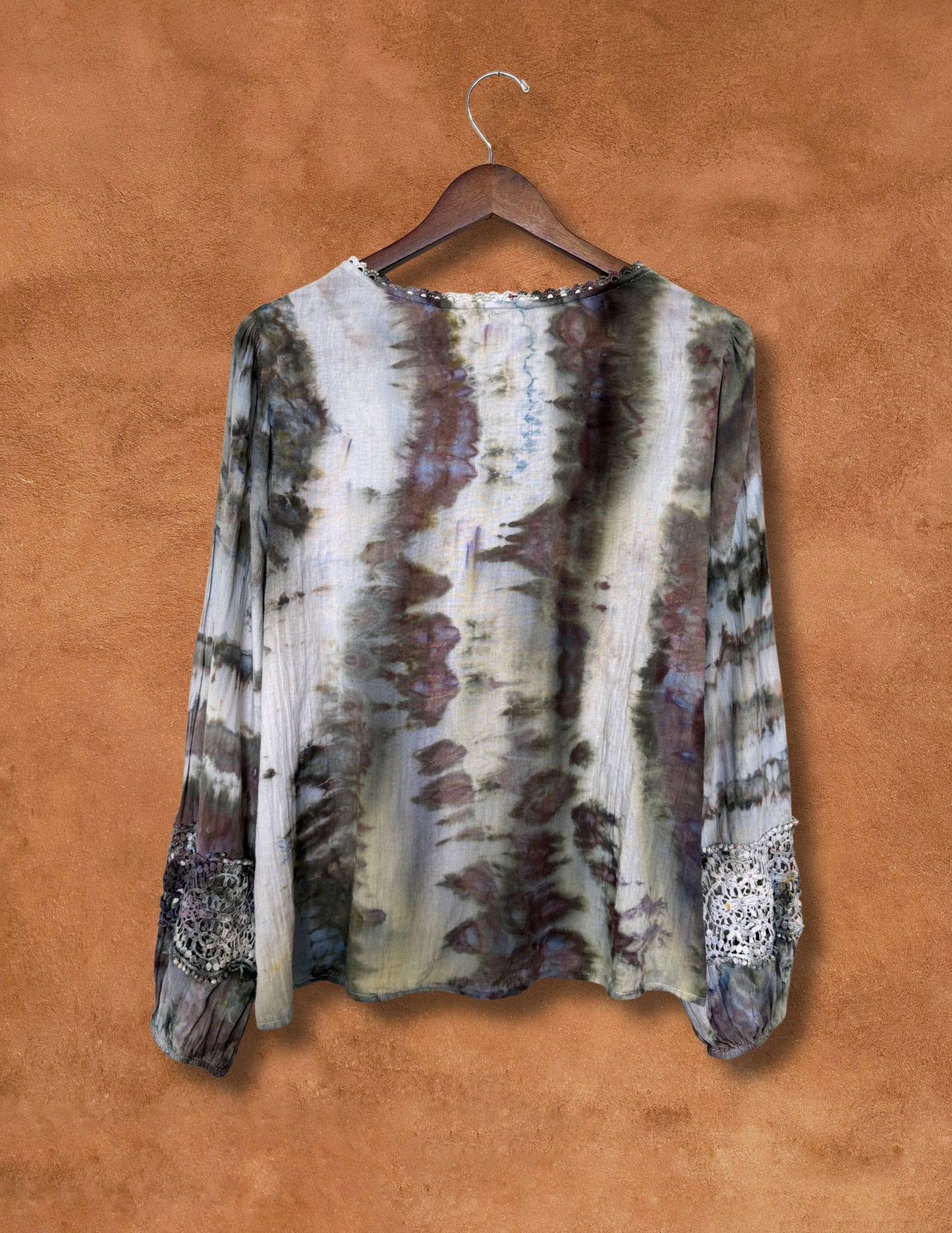 Upcycled Vintage Gauze Crochet Shirt 50 x 25