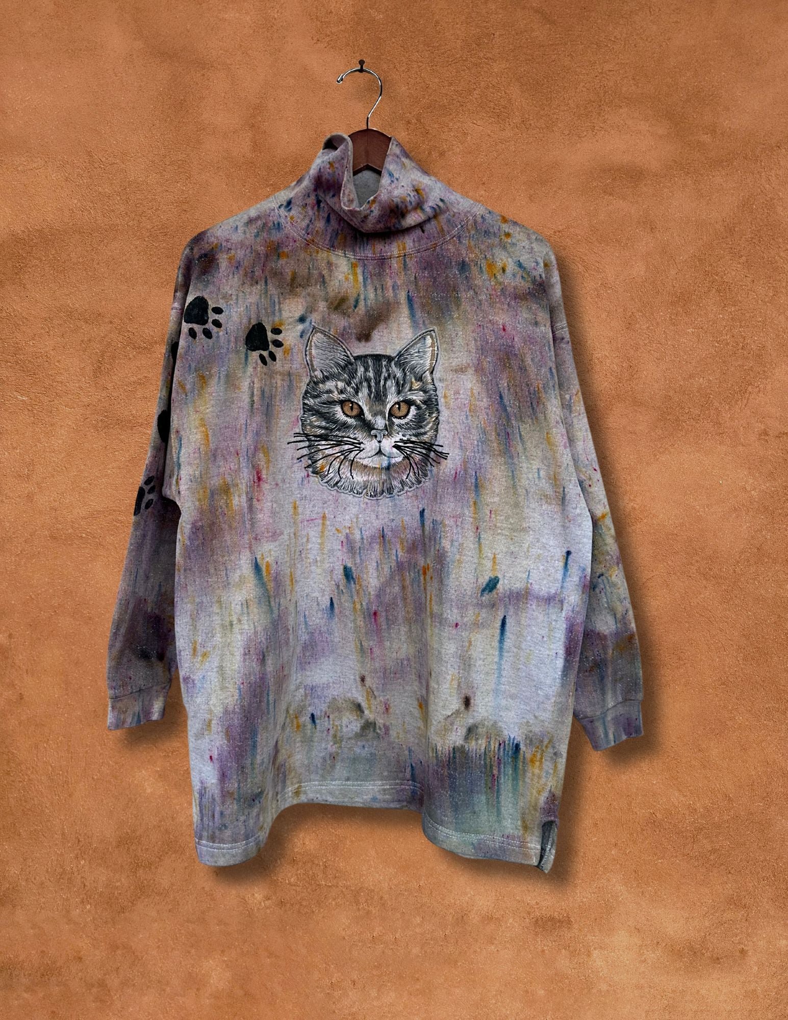 CAT LADY Upcycled Vintage 80s Turtleneck Sweatshirt
