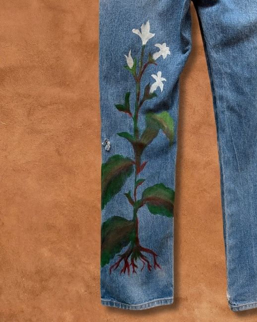 Handpainted Vintage Denim Jeans 31 x 31 by Alexandra Barton