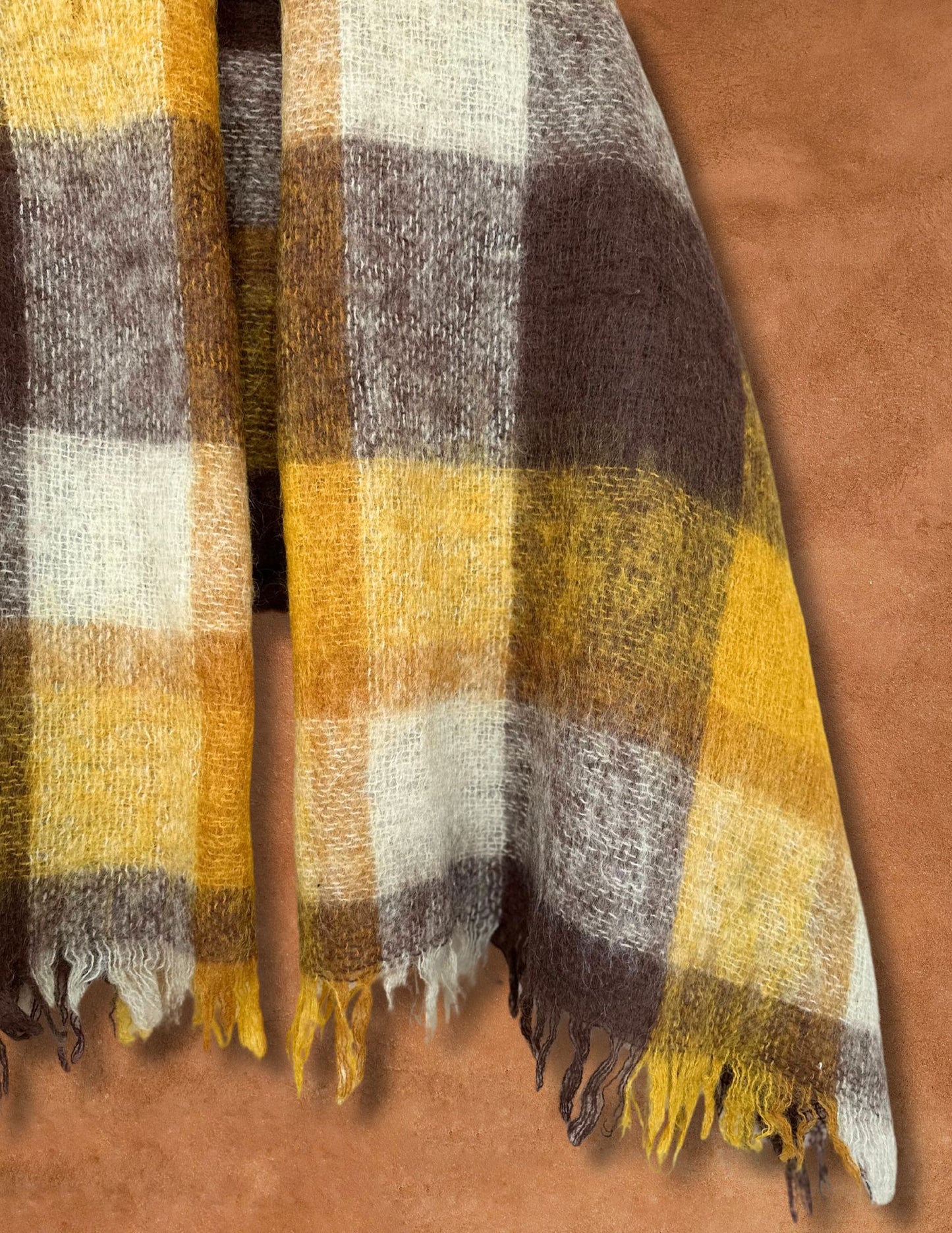 Vintage Plaid 70s Plaid Shawl