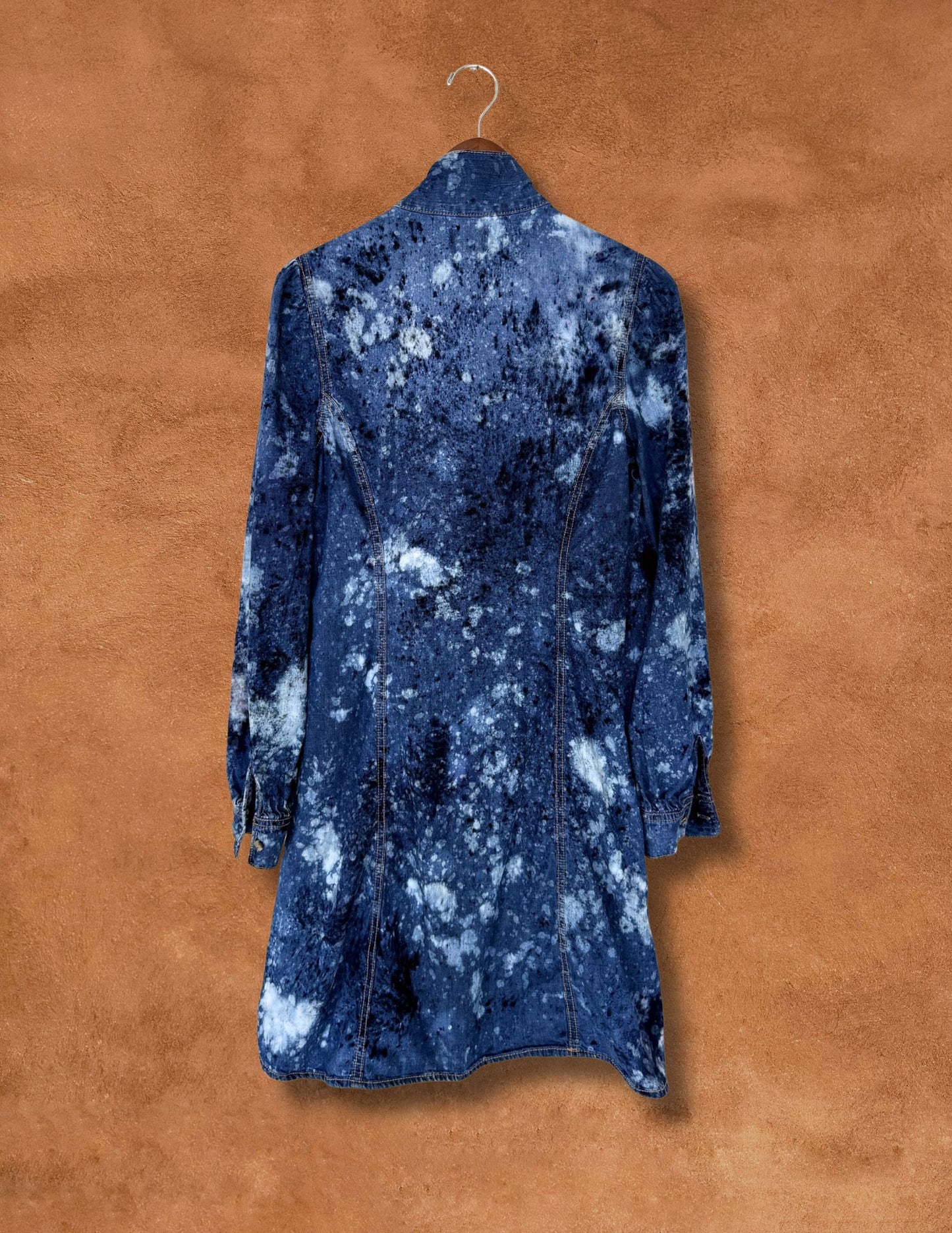 Upcycled Vintage Denim Tie Front Dress 38 x 37