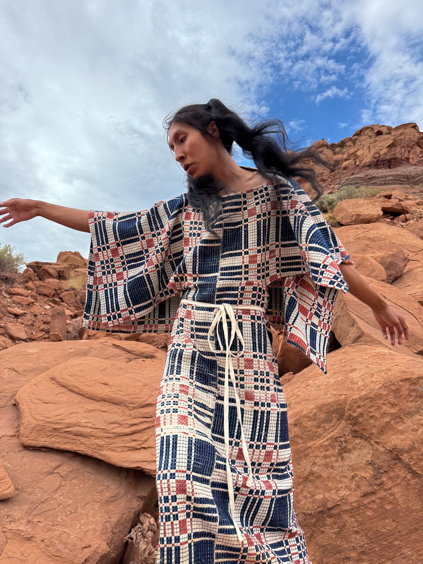 Upcycled Vintage Overshot Wrap Dress