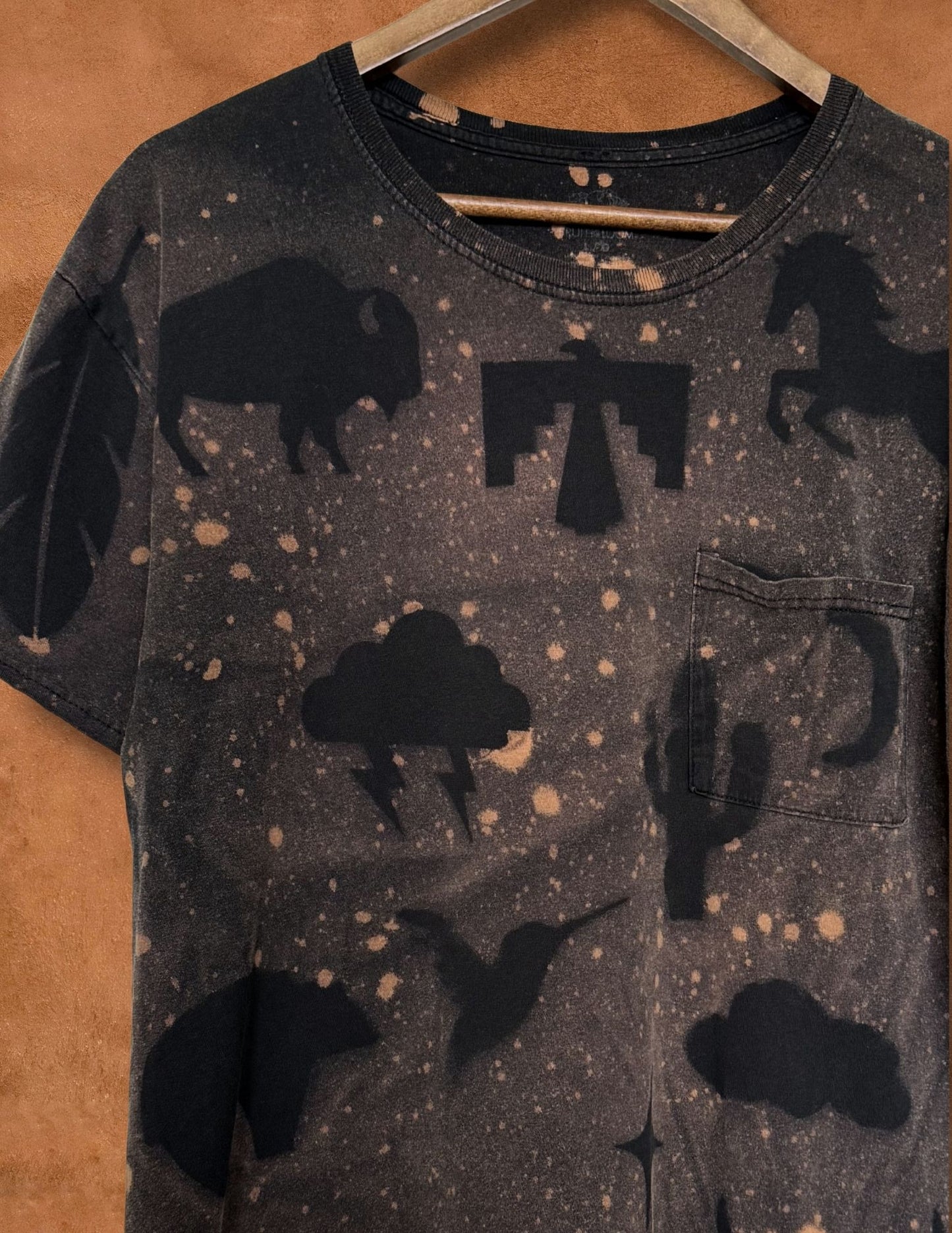 Upcycled Vintage Pocket Tee- 46 x 28 Eclectic Southwest