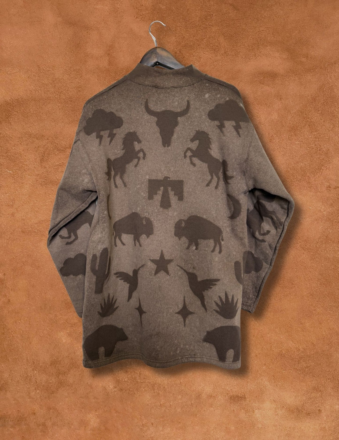 Upcycled Vintage Mock Crew Sweatshirt- 48 x 30 Eclectic Southwest