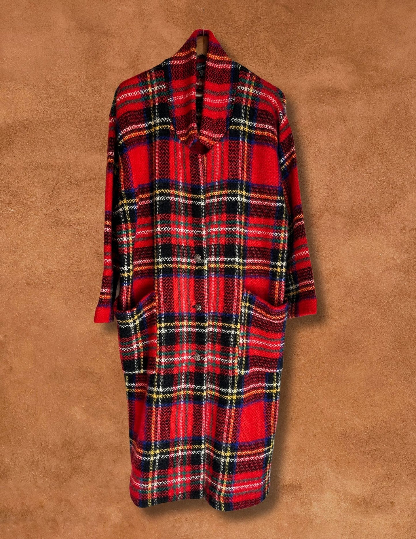 Vintage 80s Plaid Mohair Cardigan