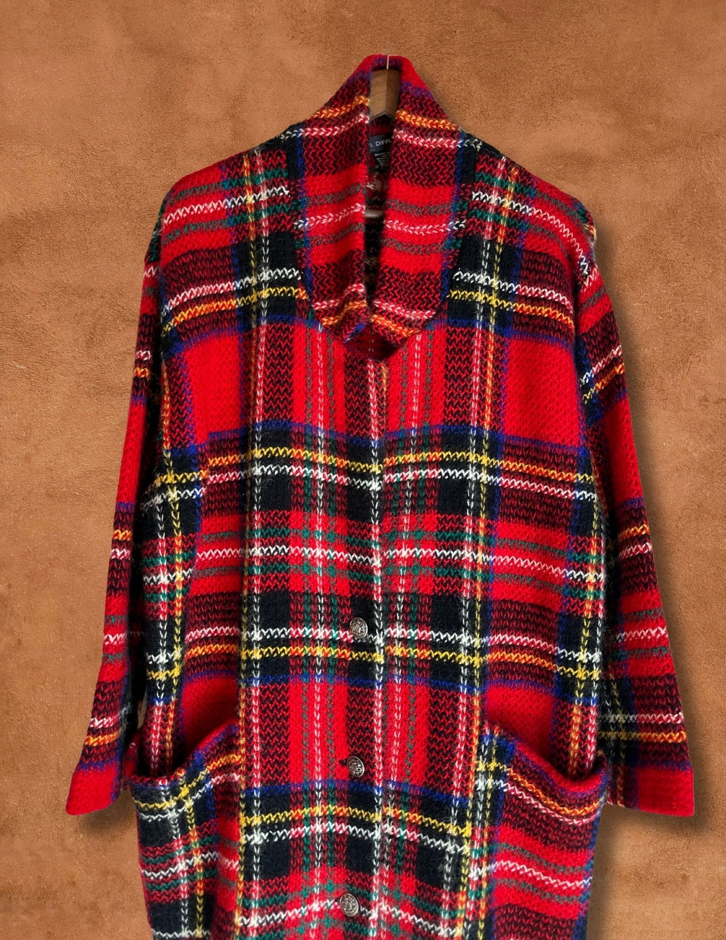 Vintage 80s Plaid Mohair Cardigan