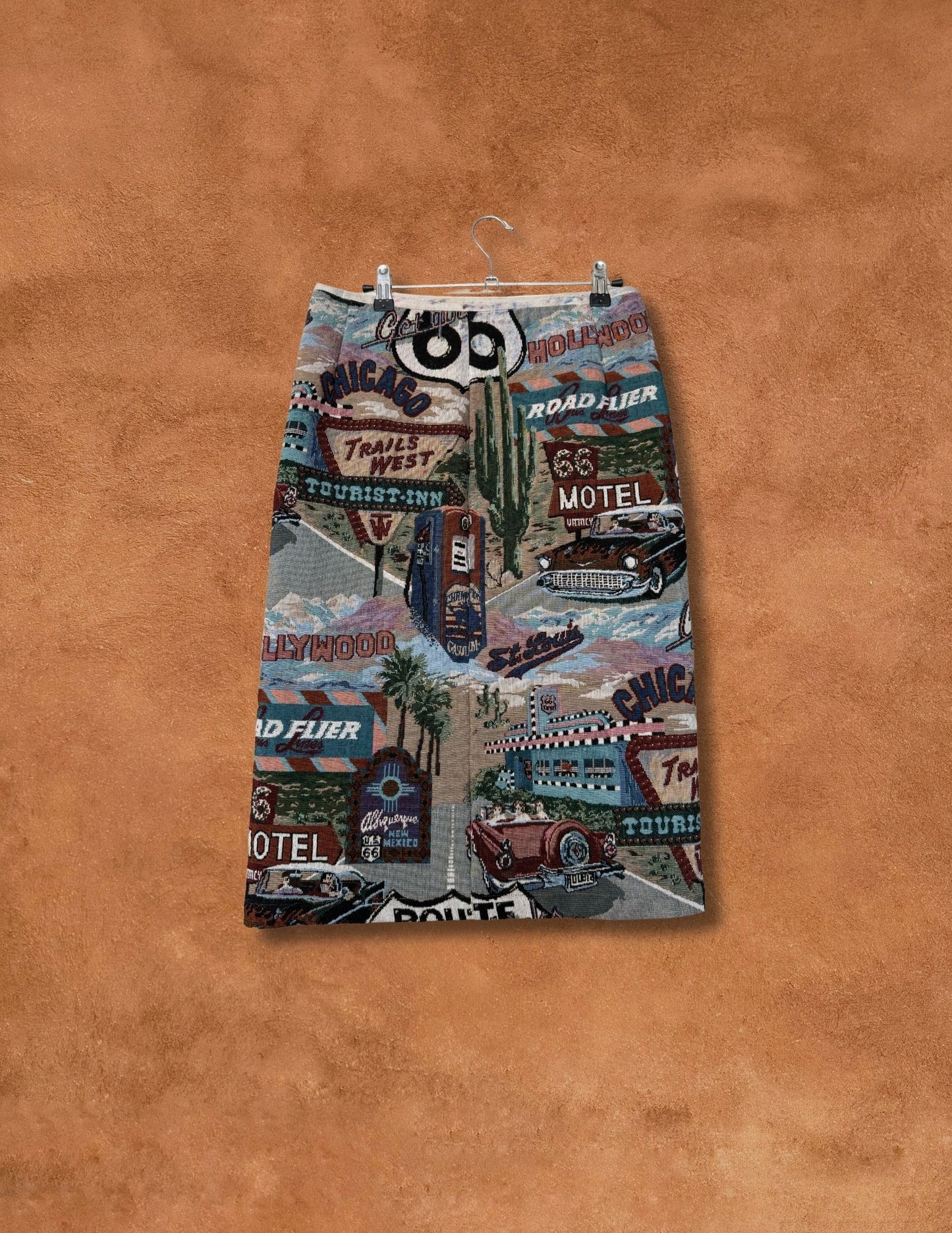 Upcycled Vintage Route 66 Tapestry Wrap Skirt