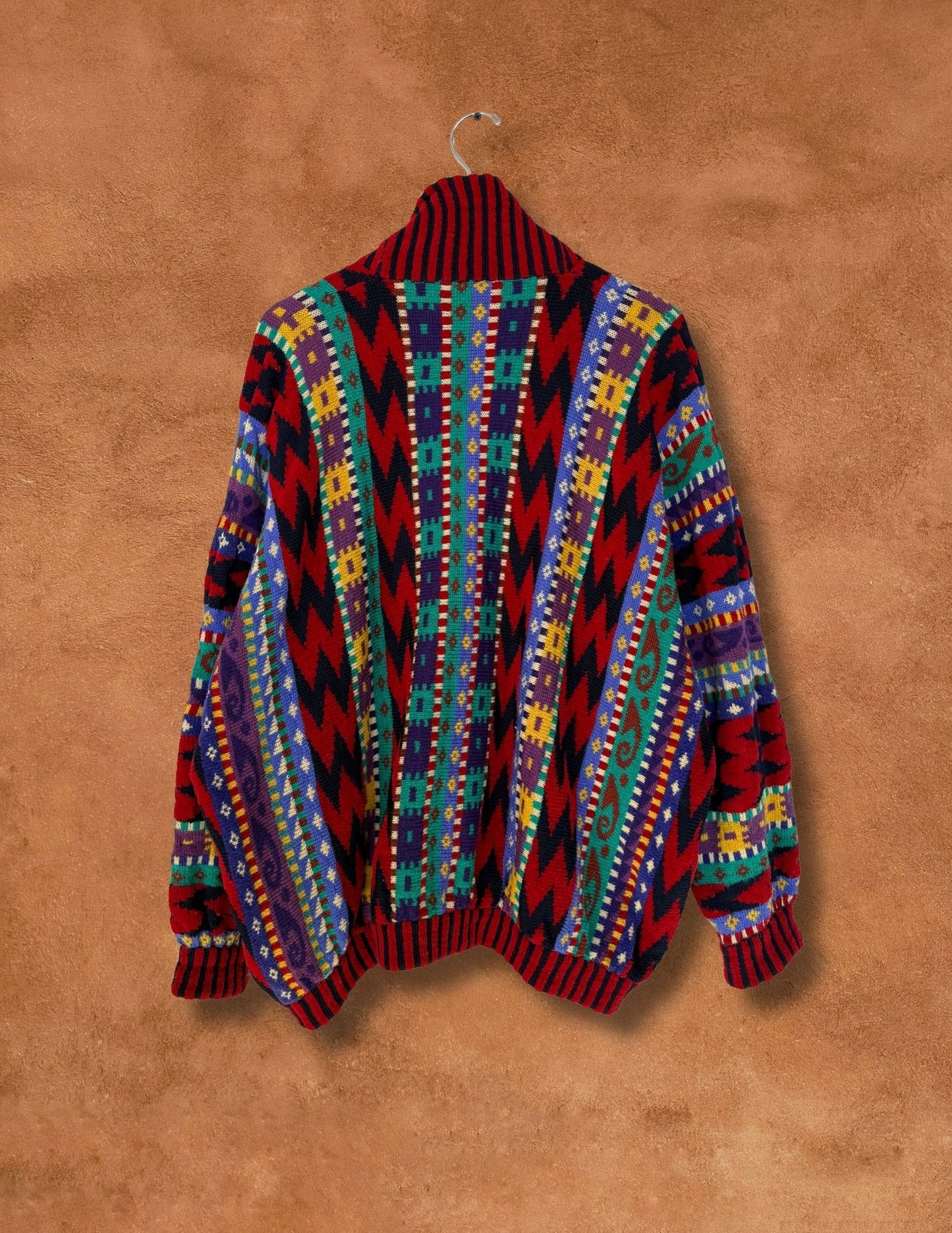 Vintage 80s Geo Cardigan Sweater