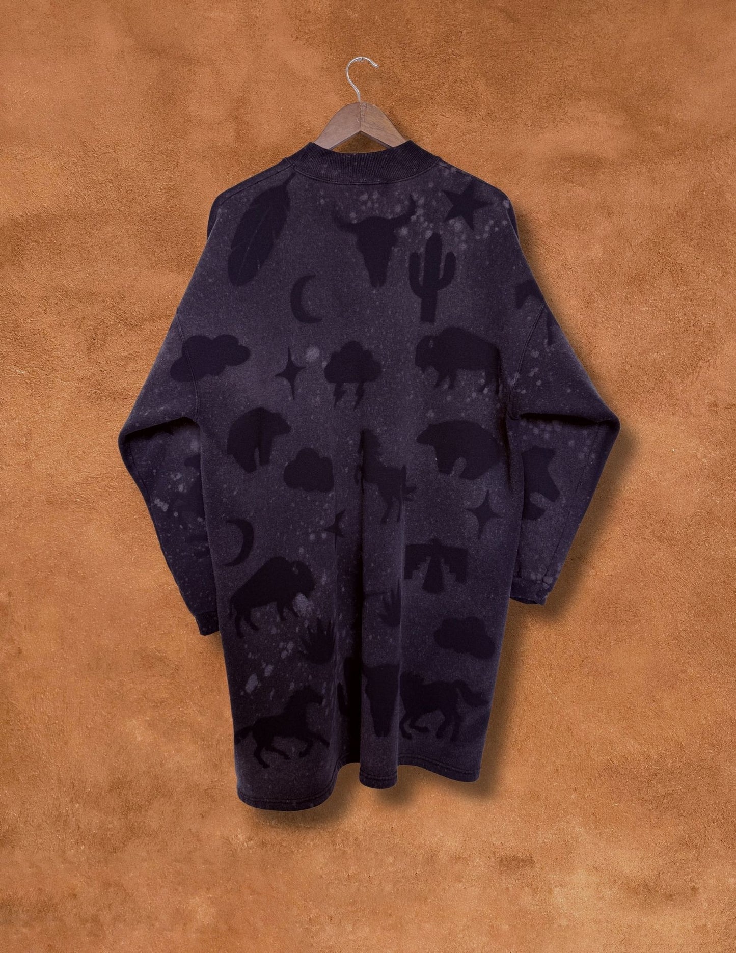 Upcycled Vintage Mock Crew Sweatshirt-54 x 36 Eclectic Southwest