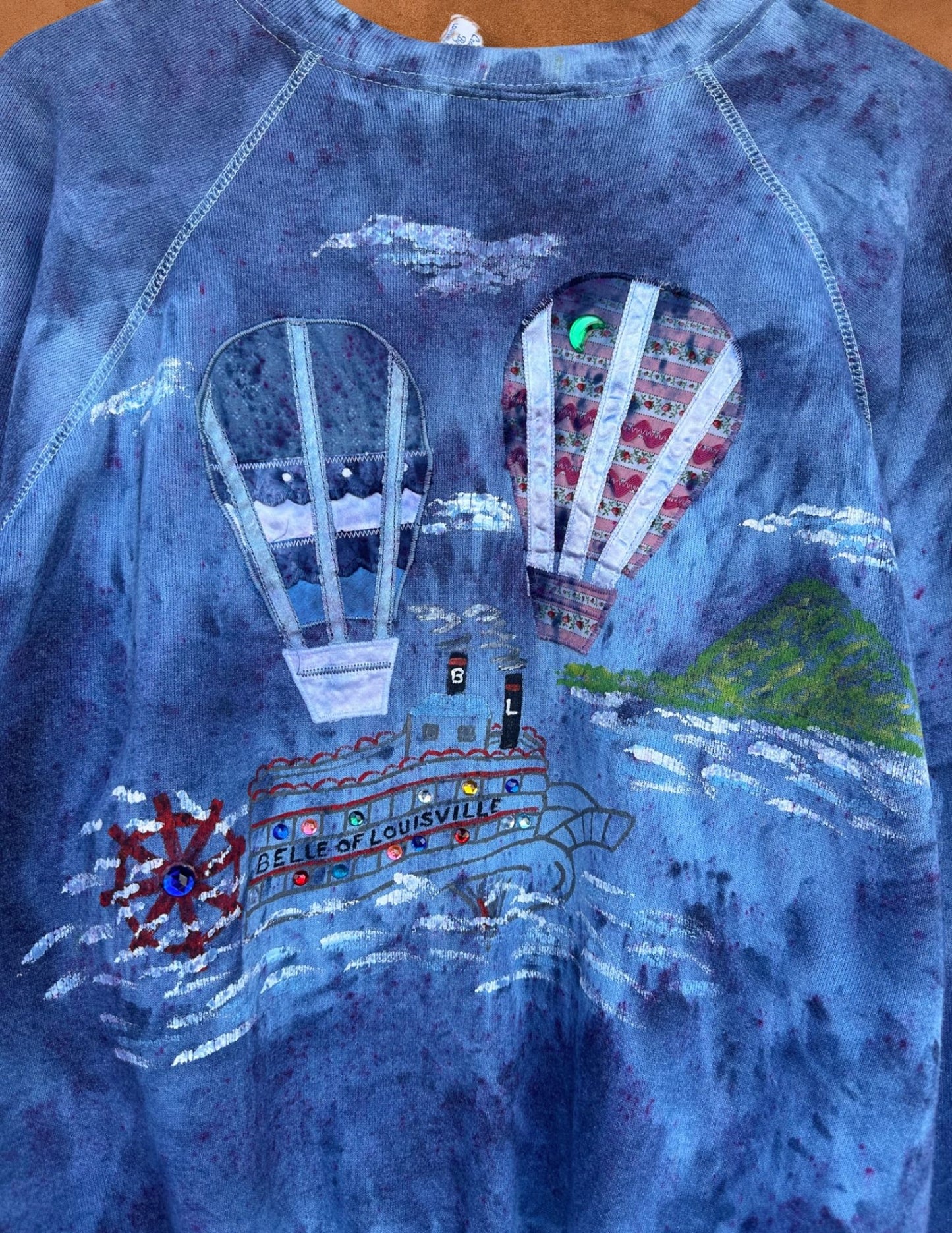 Upcycled Vintage Handpainted Applique Horse Sweatshirt