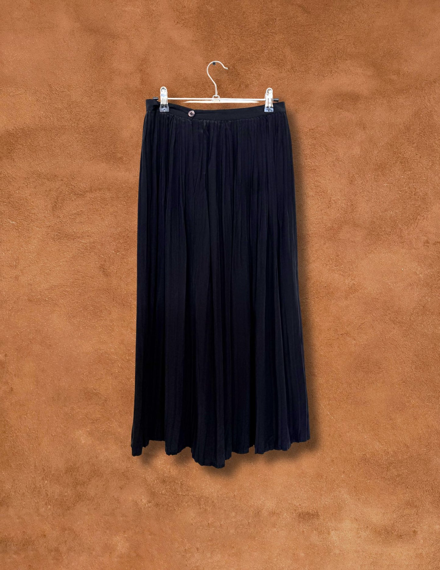 Vintage 80s Silk Pleated Midi Skirt 26 x 32