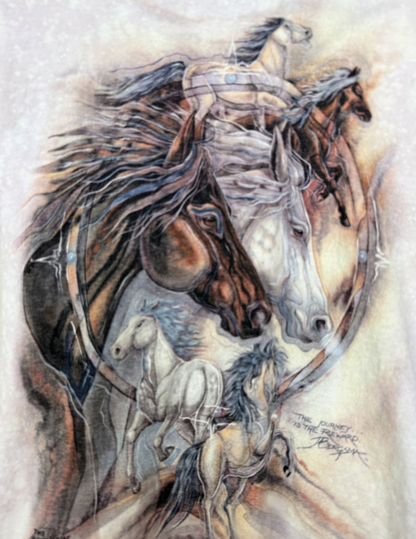 Upcycled Vintage Stallions Tee- 38 x 25 Land Back