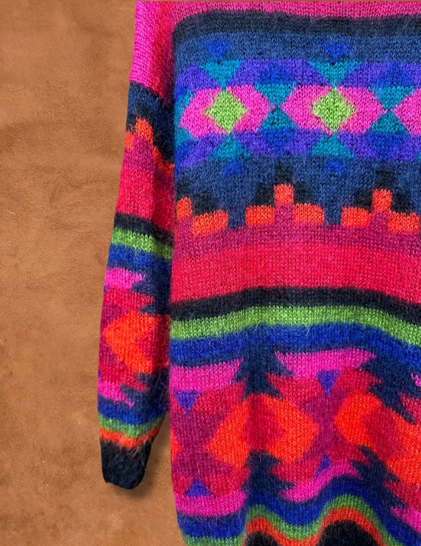 Vintage 80s Handknit Tunic Sweater