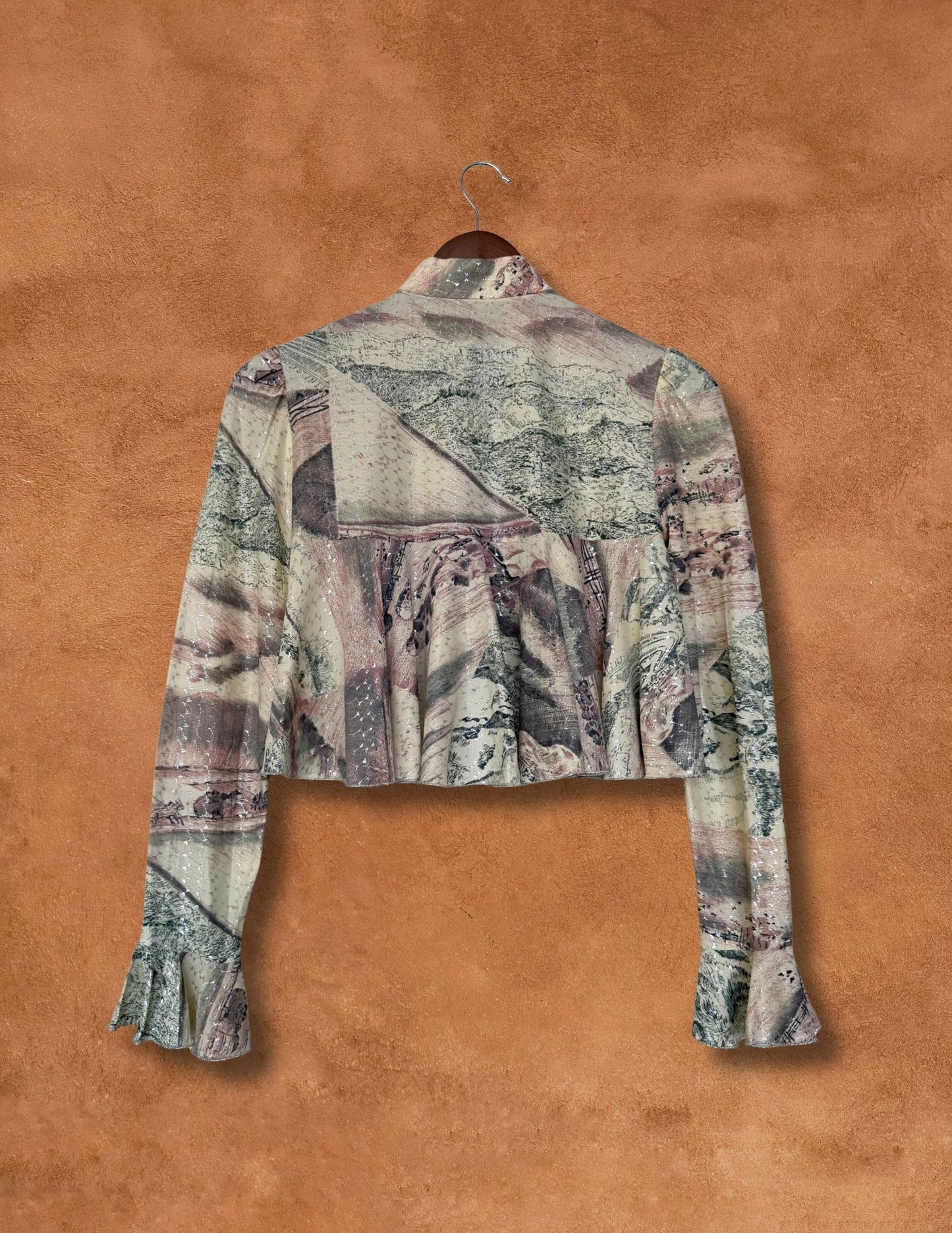 Vintage Cropped Ruffle Blouse