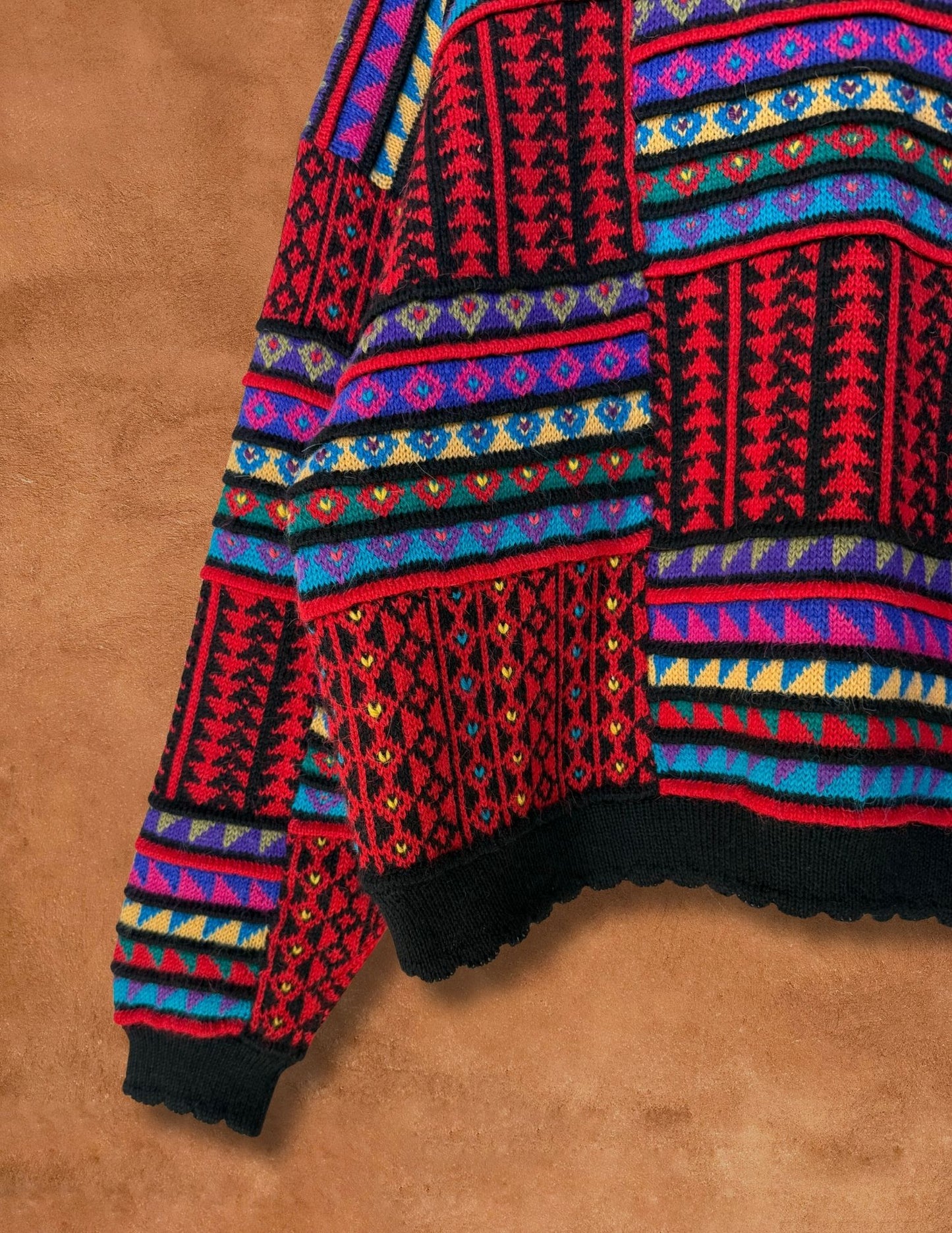 Vintage 80s Geo Cropped Alpaca Sweater