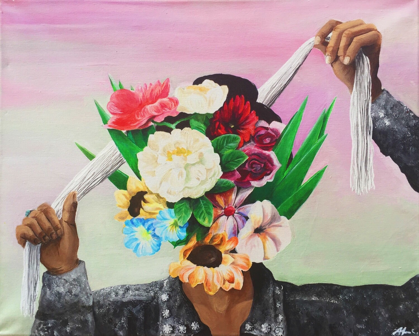 "Asdzáán Tying Her Hair" by Alexandra Barton