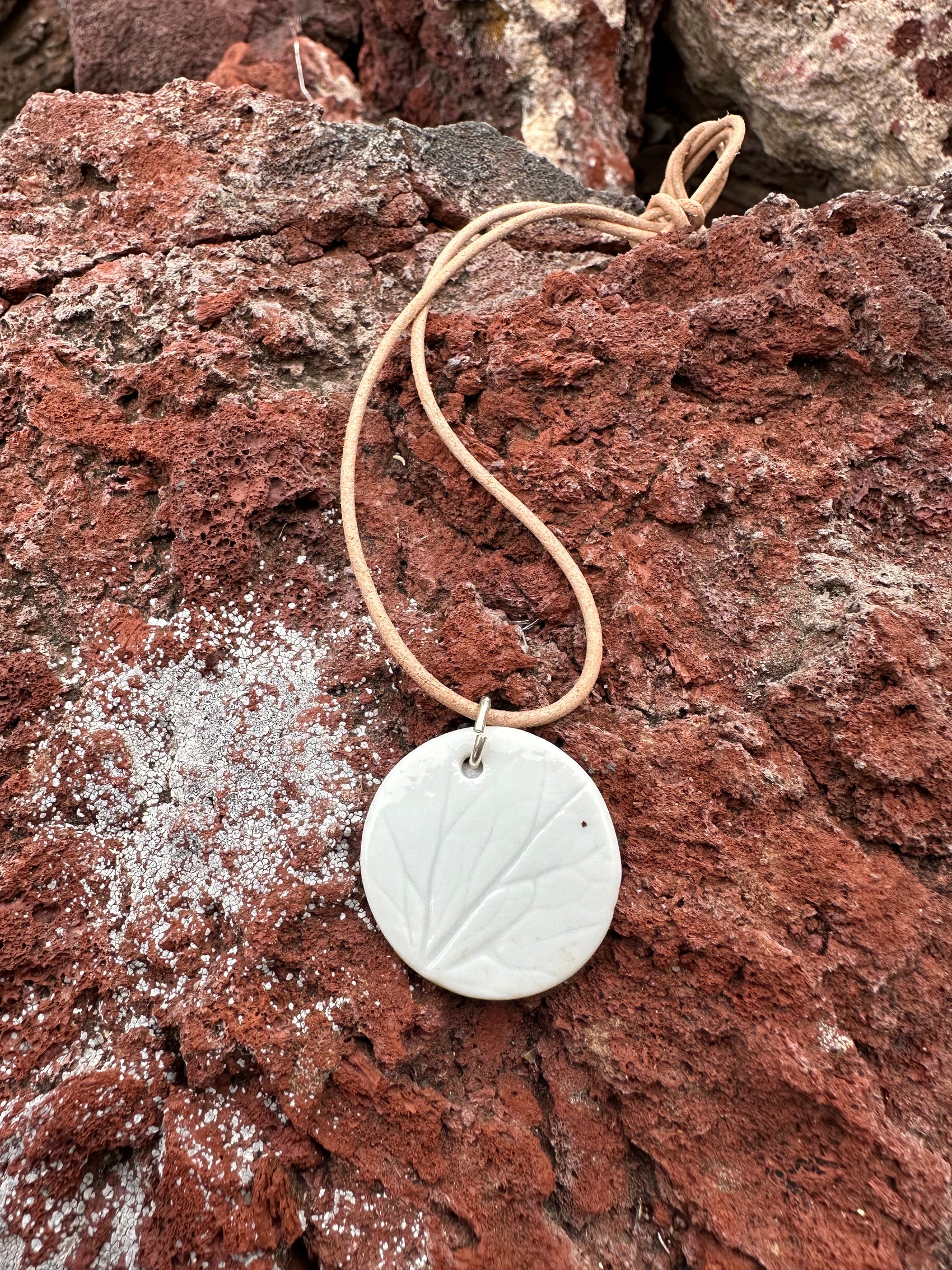 Artisan Made Embossed Ceramic Necklace