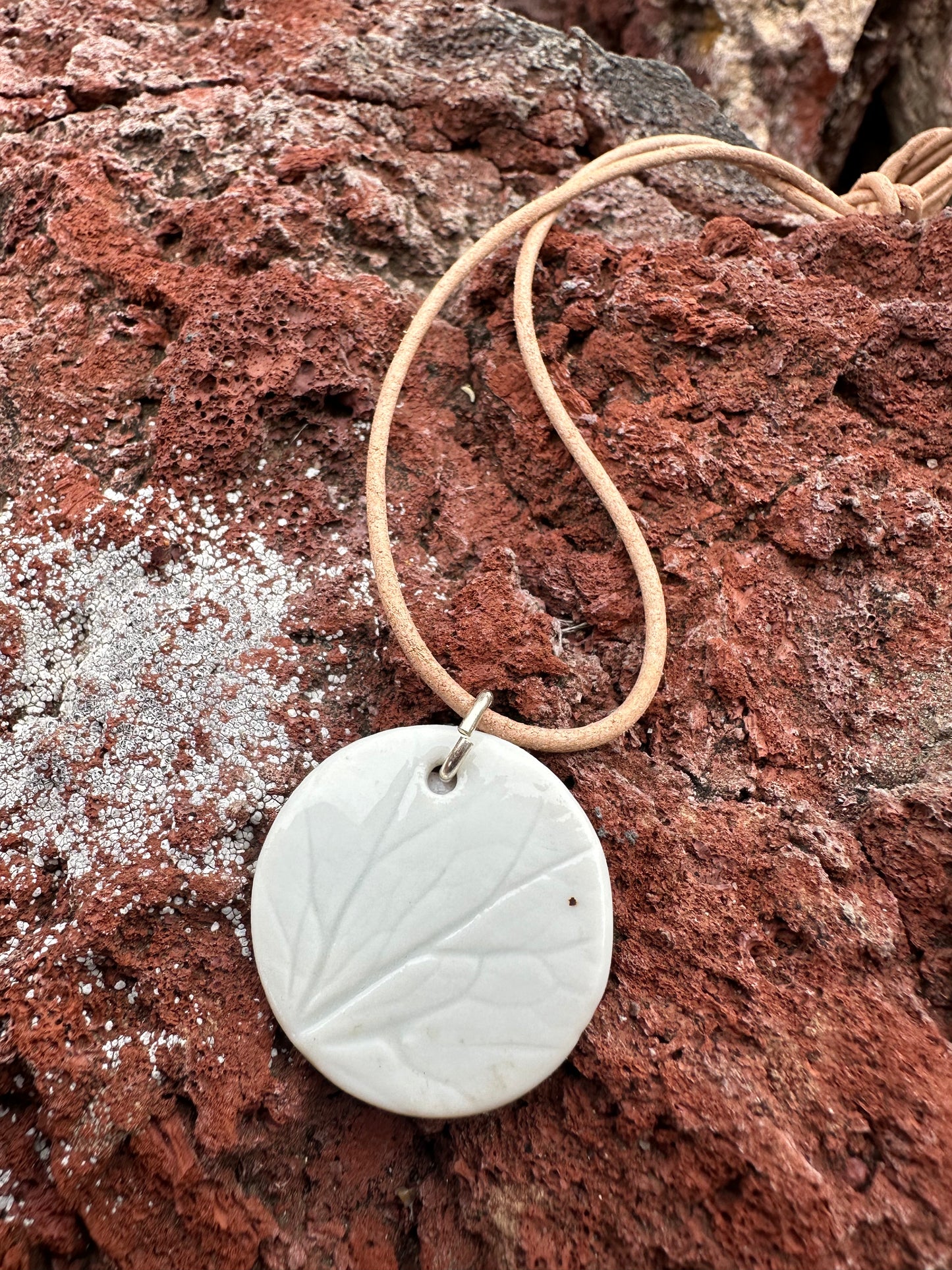 Artisan Made Embossed Ceramic Necklace