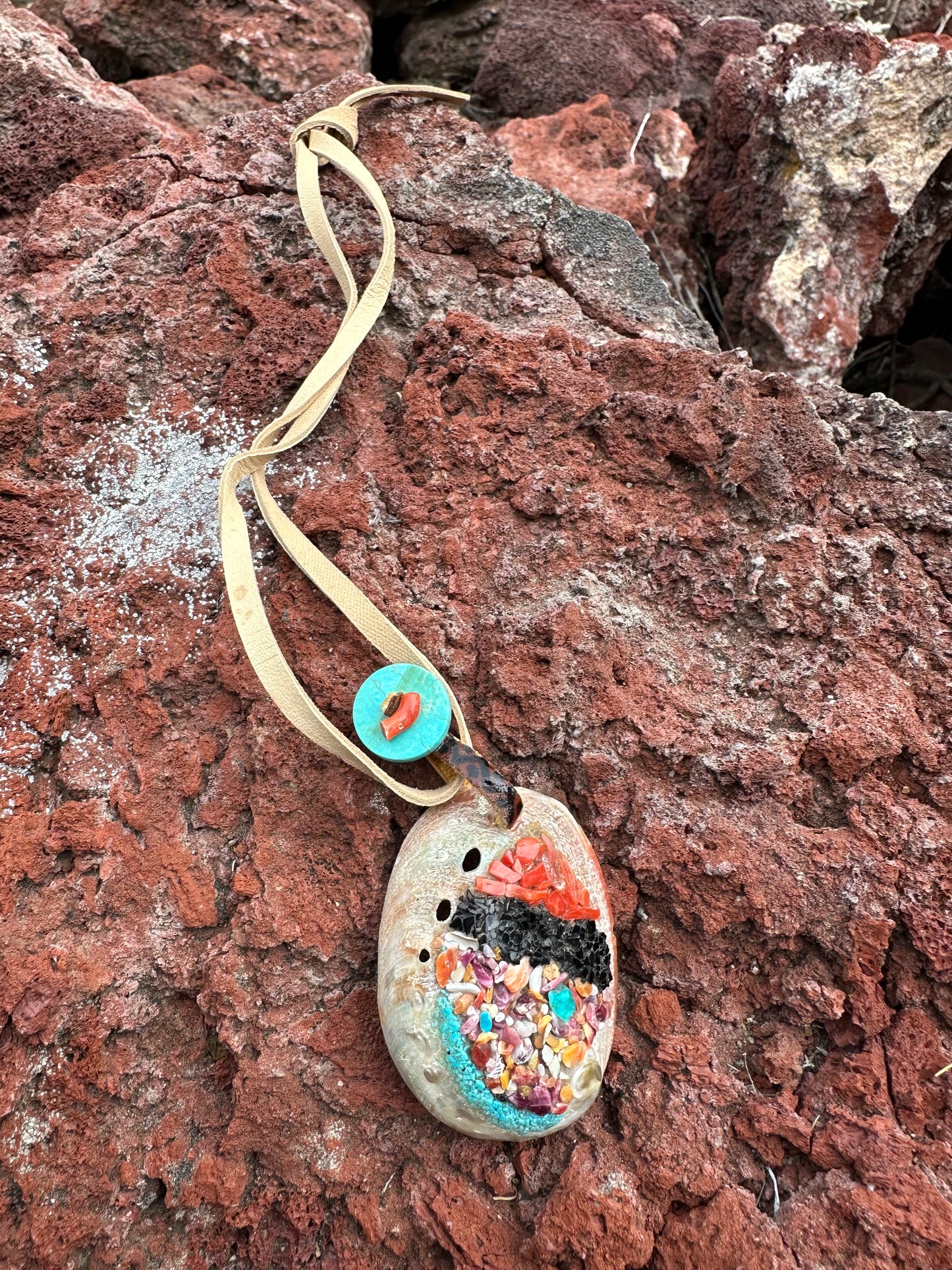 Navajo Made Inlay Abalone Shell Necklace