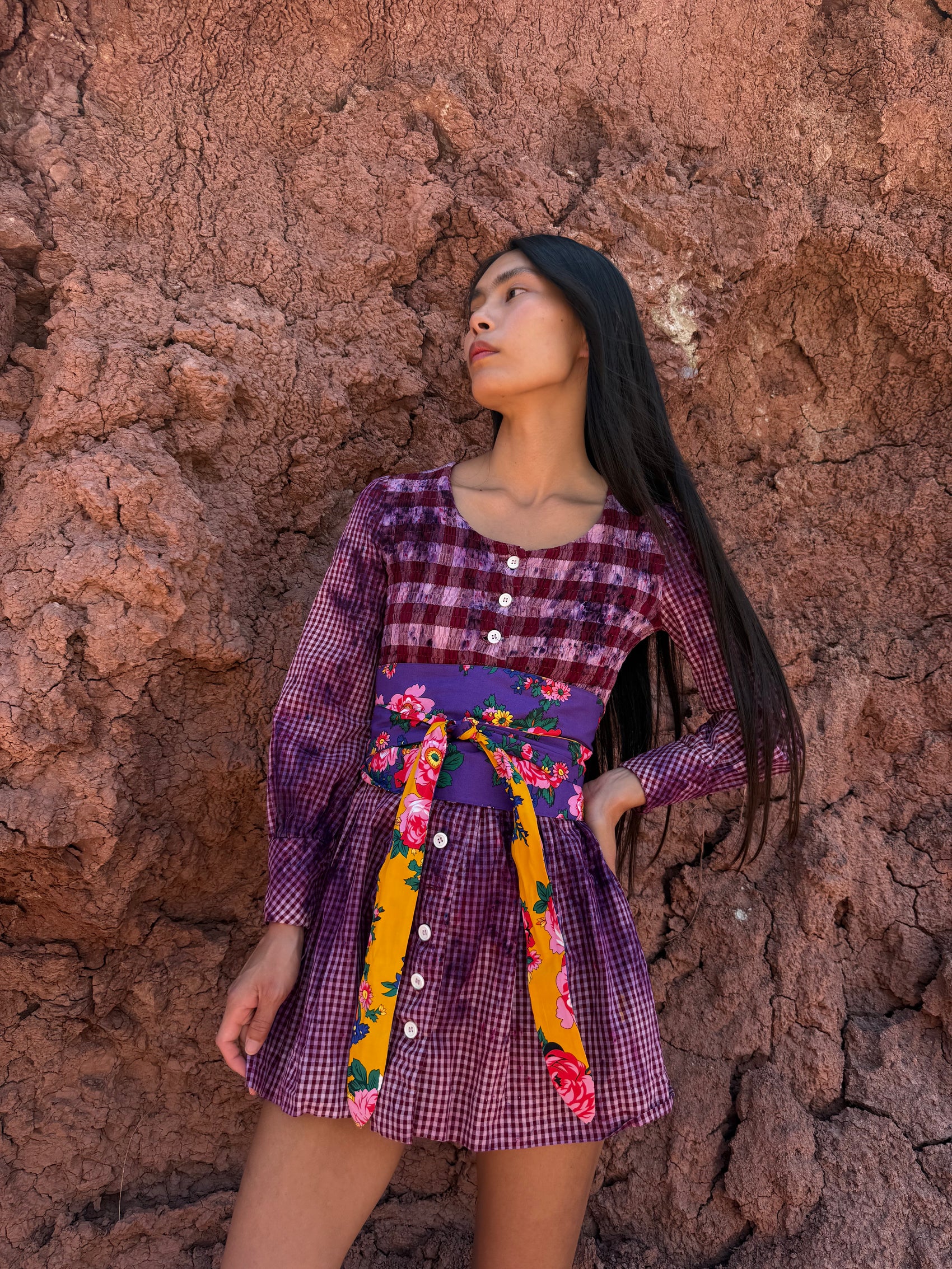 Upcycled Vintage 70s Smocked Minidress