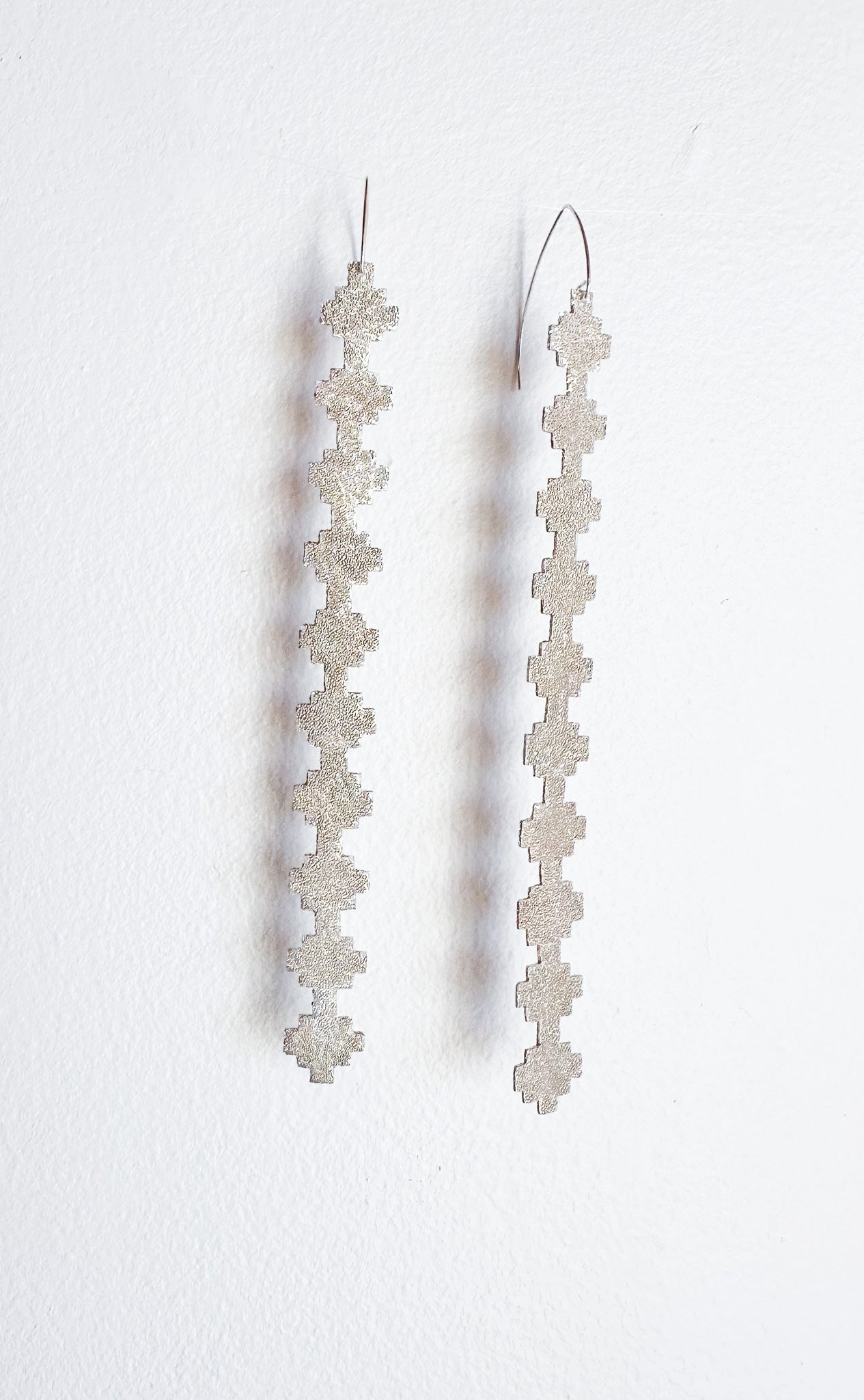 Navajo Made Sterling Cloud Earrings by Diné Artist Bryan J Roessel 6-1/2" Frosted