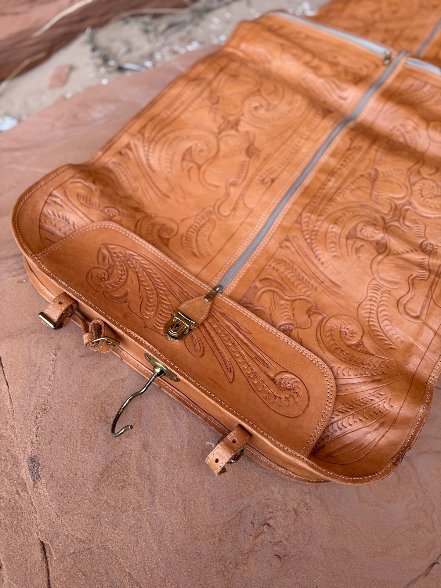 Vintage Handtooled Leather Travel Bag
