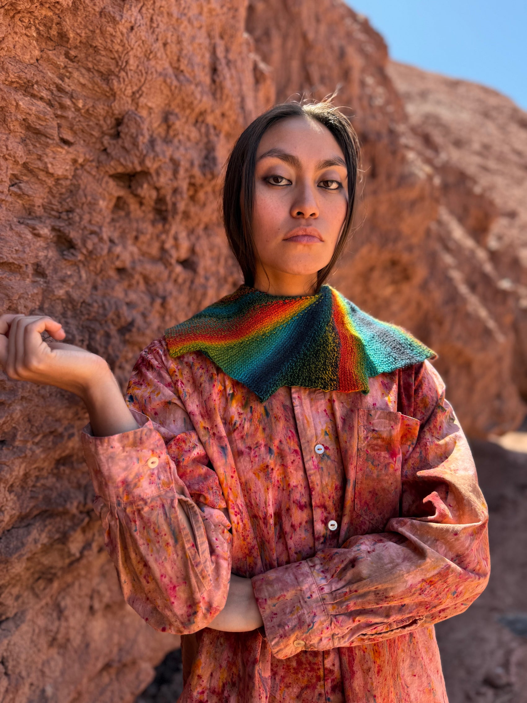 Vintage Handmade Rainbow Scarf