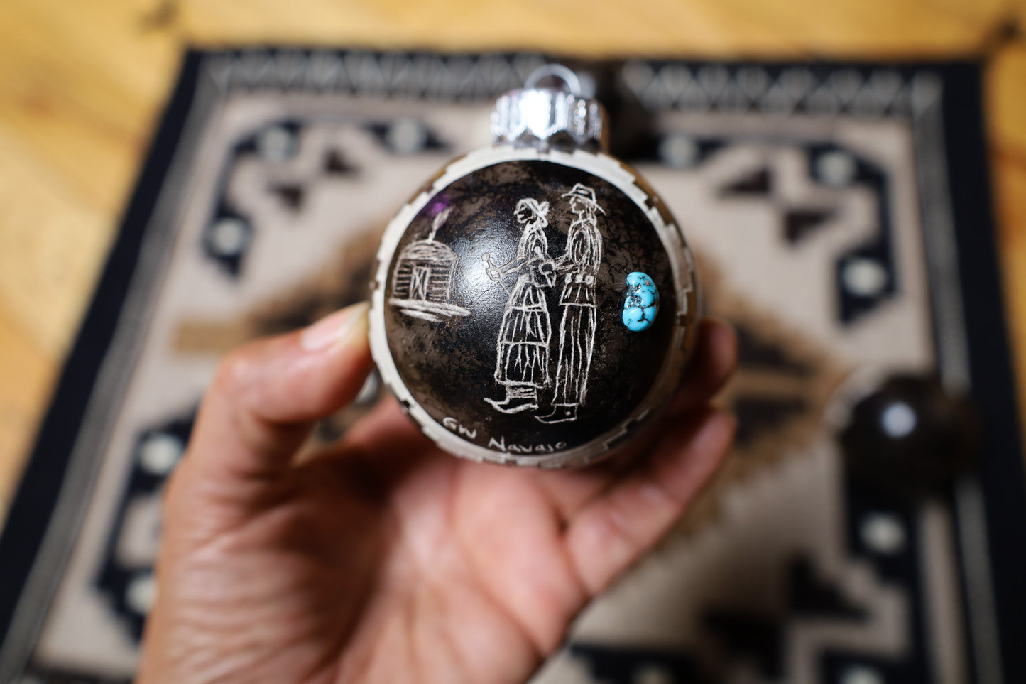 Navajo Made Handpainted Horsehair Clay Ornaments - Cheii and Shima