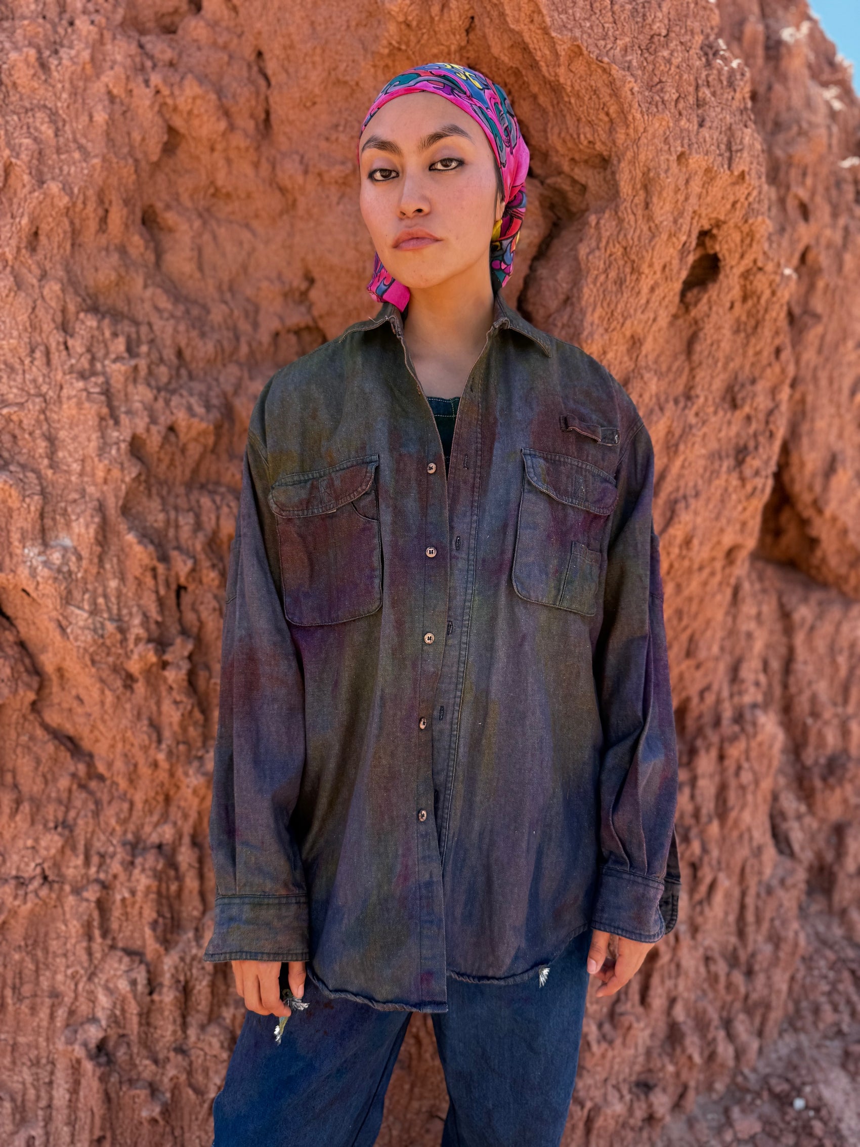 Upcycled Denim Utility Shirt