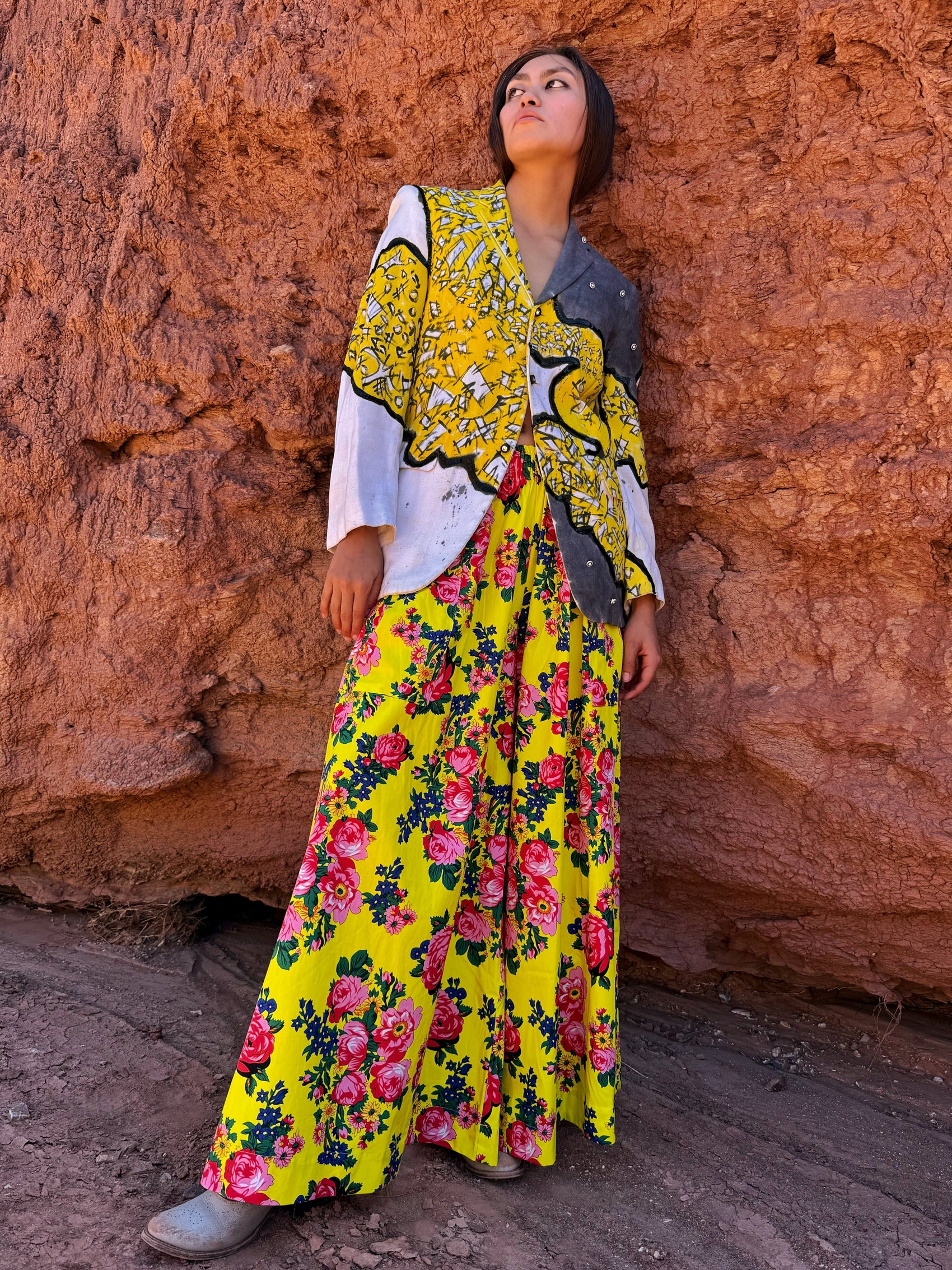 + Limited Edition Wide Leg Pant - Yellow Sáanii Rose +