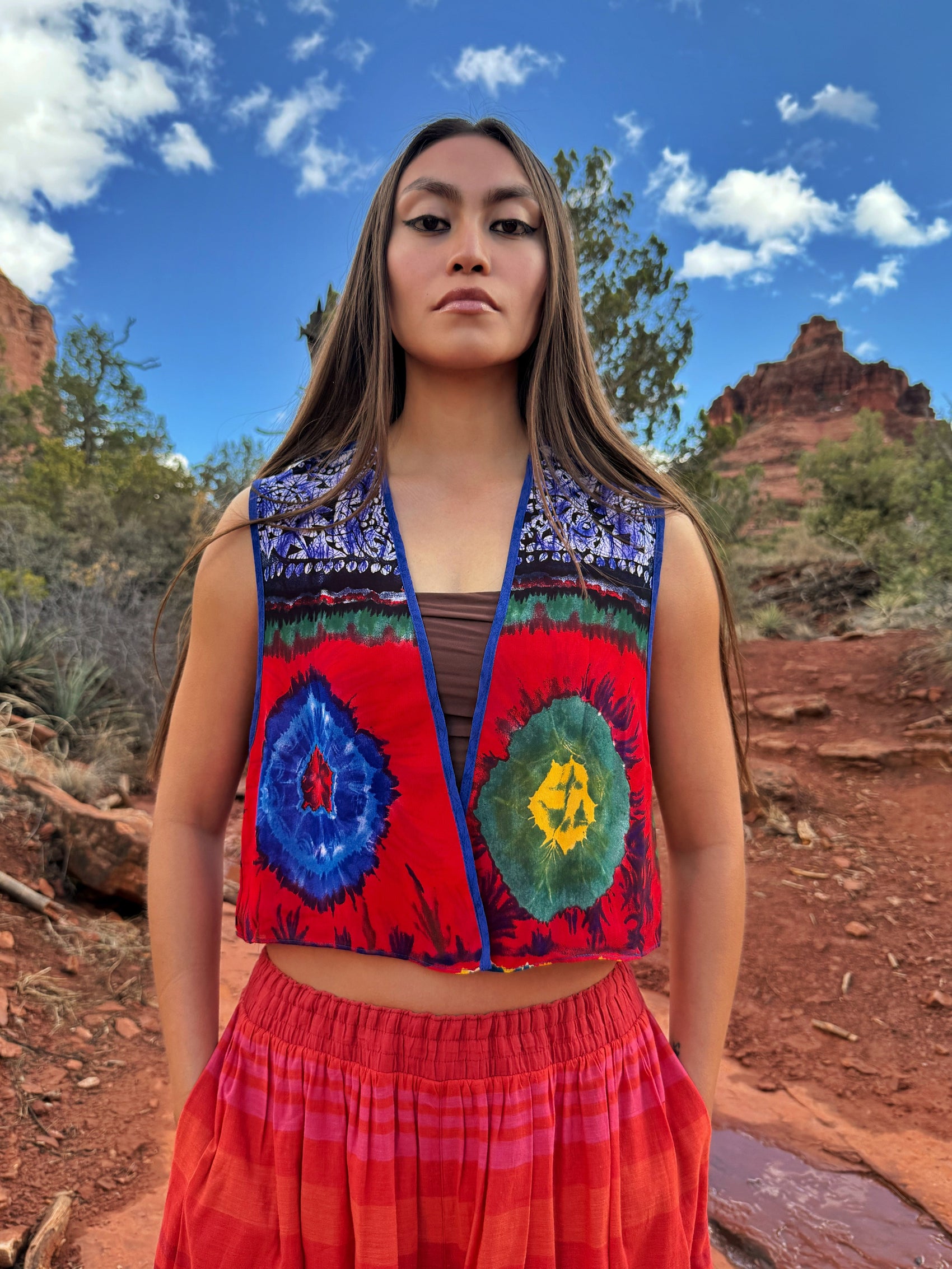 Vintage 80s Handpainted Silk Vest
