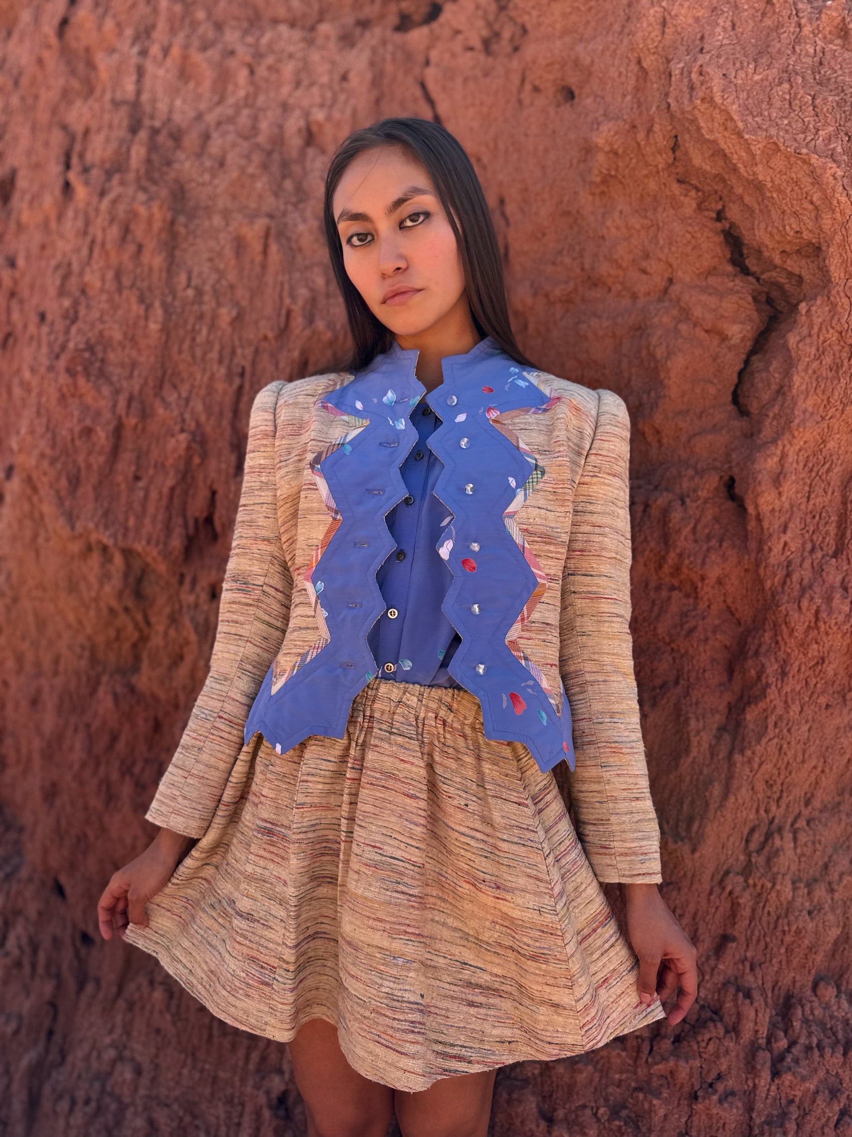 Vintage 70s 3PC Raw Silk Suit Set