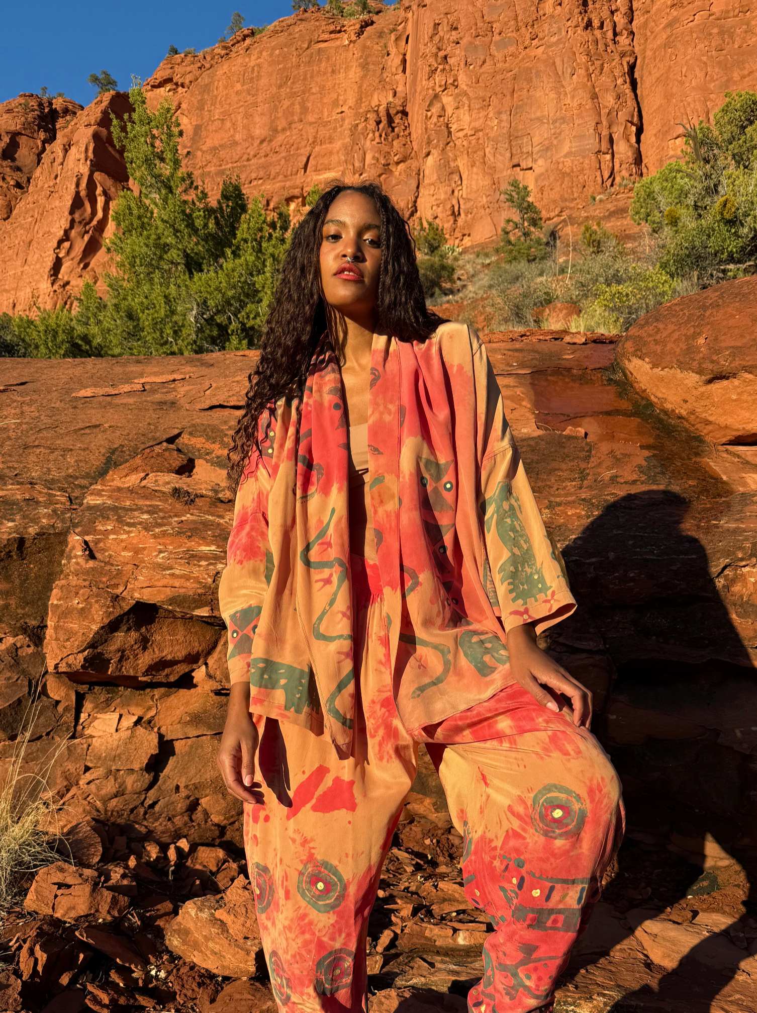Vintage Silk Handpainted Desert Set