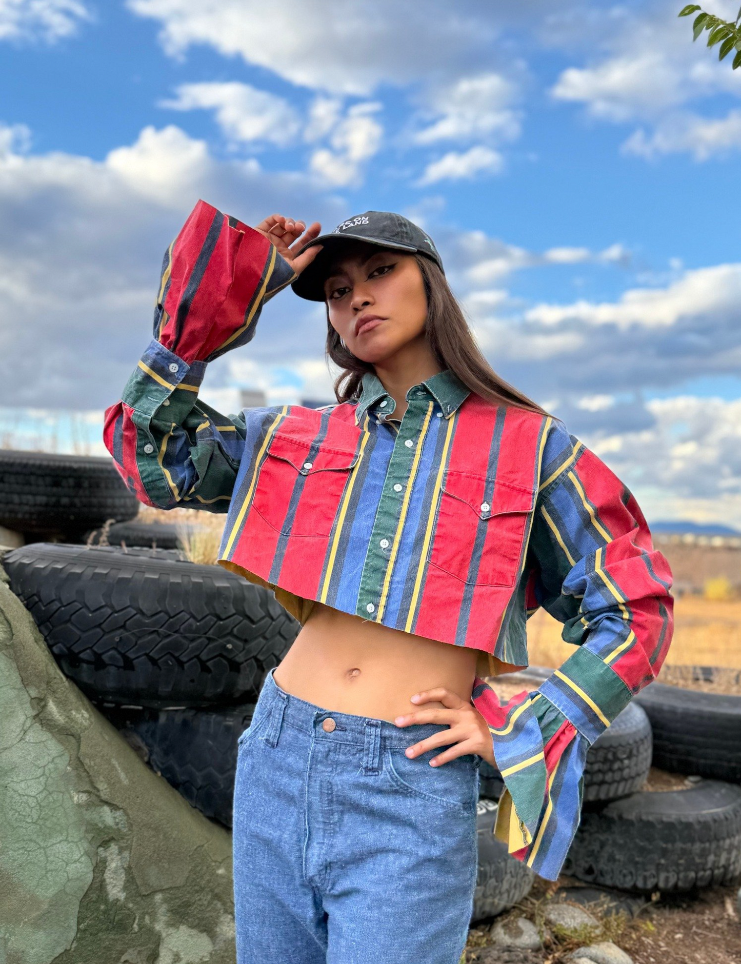 Upcycled Vintage Cropped Western Shirt