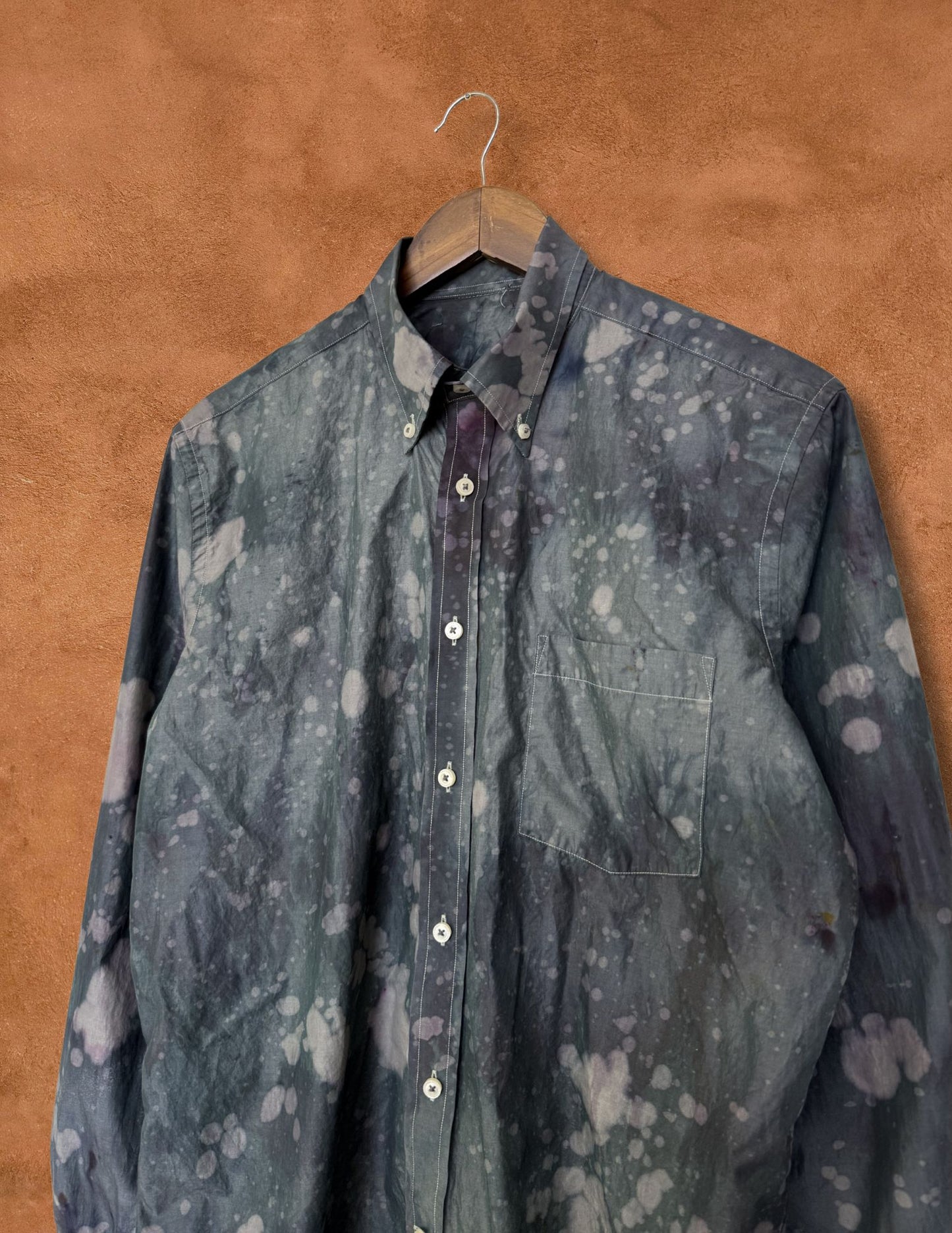 Upcycled Vintage Menswear Shirt  Water is Life 44 x 30