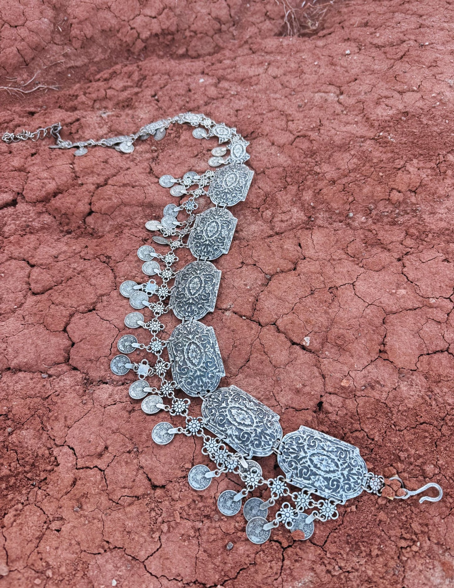 Vintage 80s Pewter Coin Belt