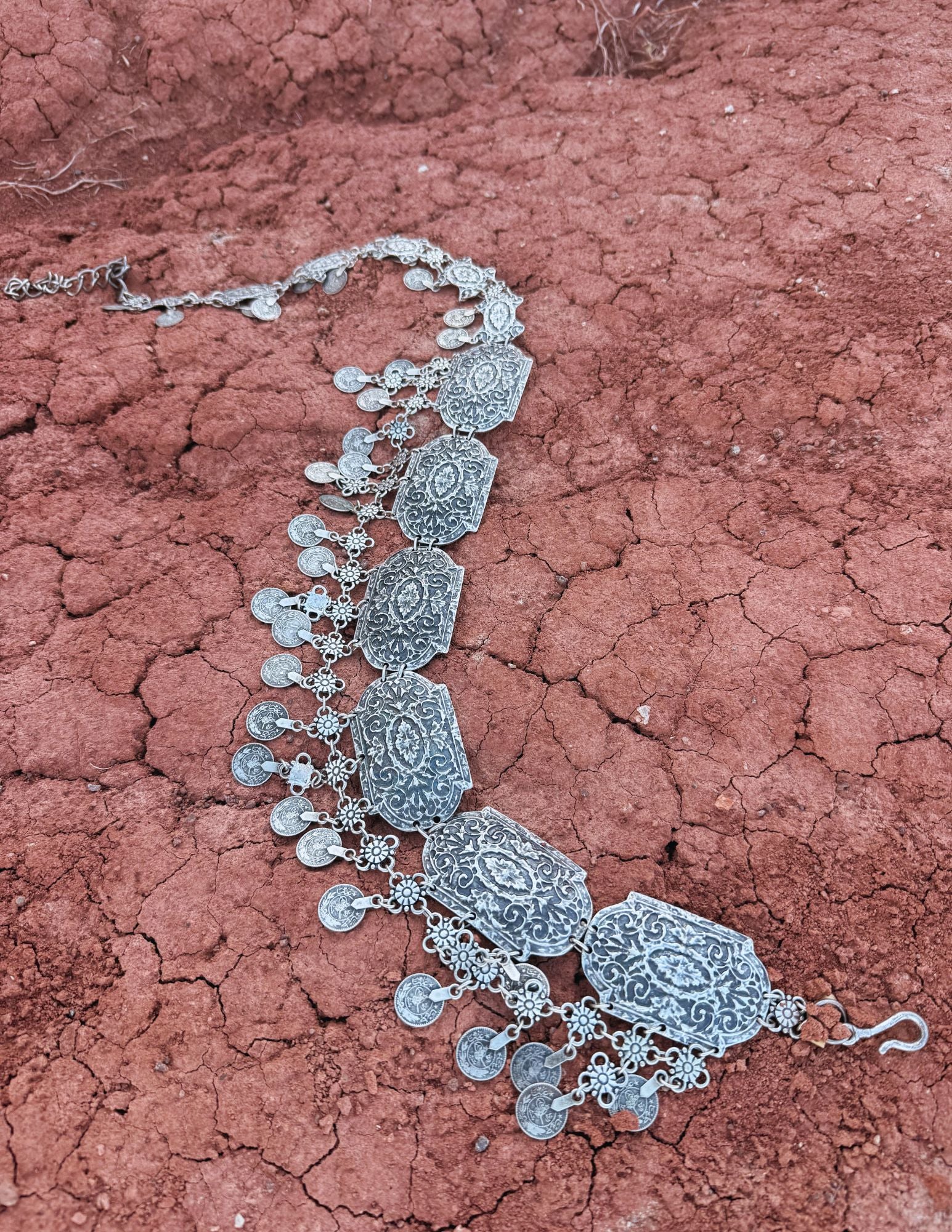Vintage 80s Pewter Coin Belt