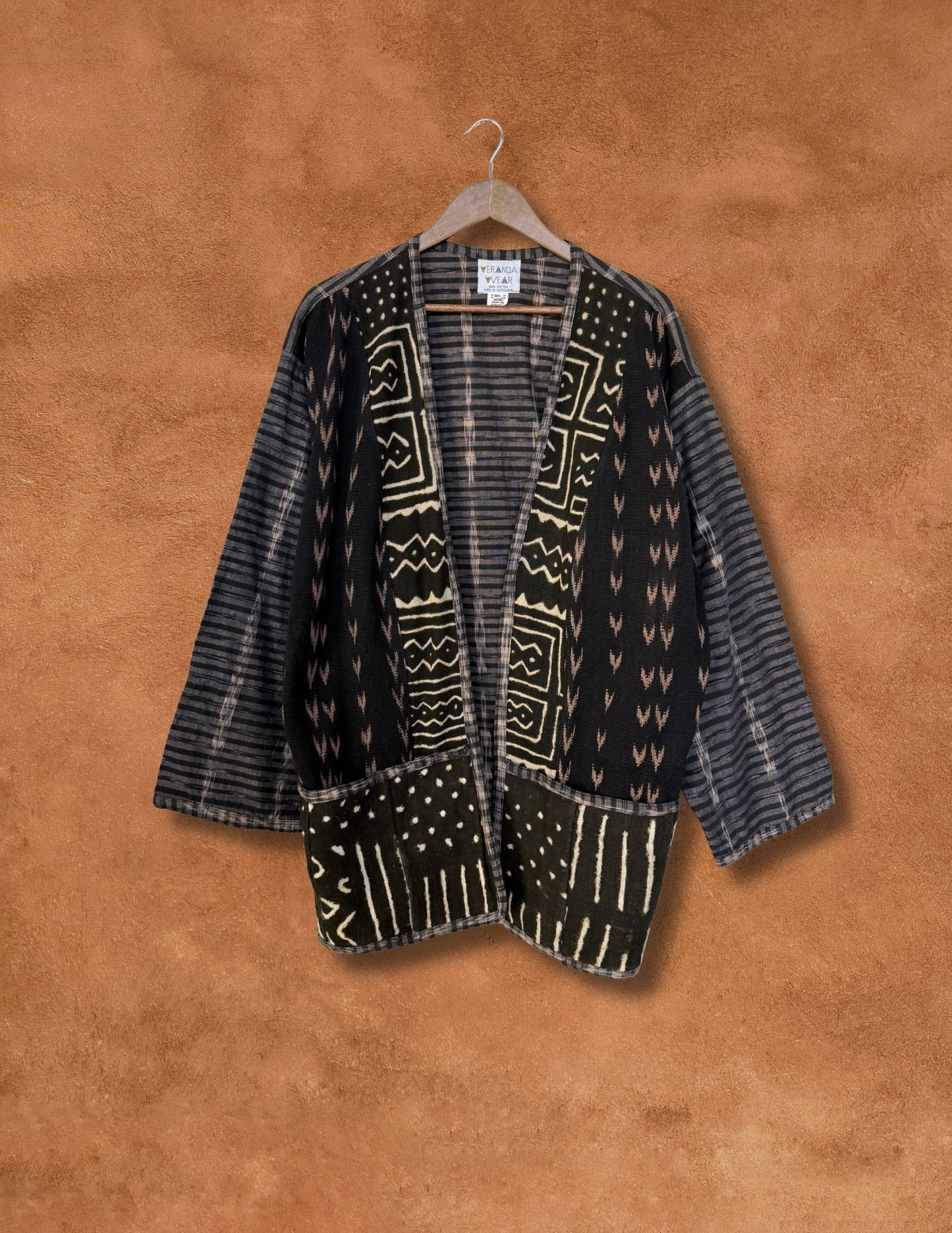 Vintage 80s Ikat Cardigan 56 x 33