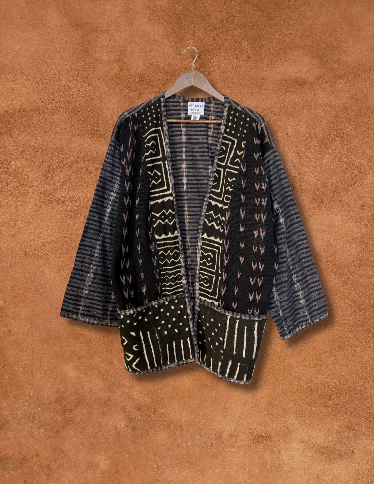 Vintage 80s Ikat Cardigan 56 x 33